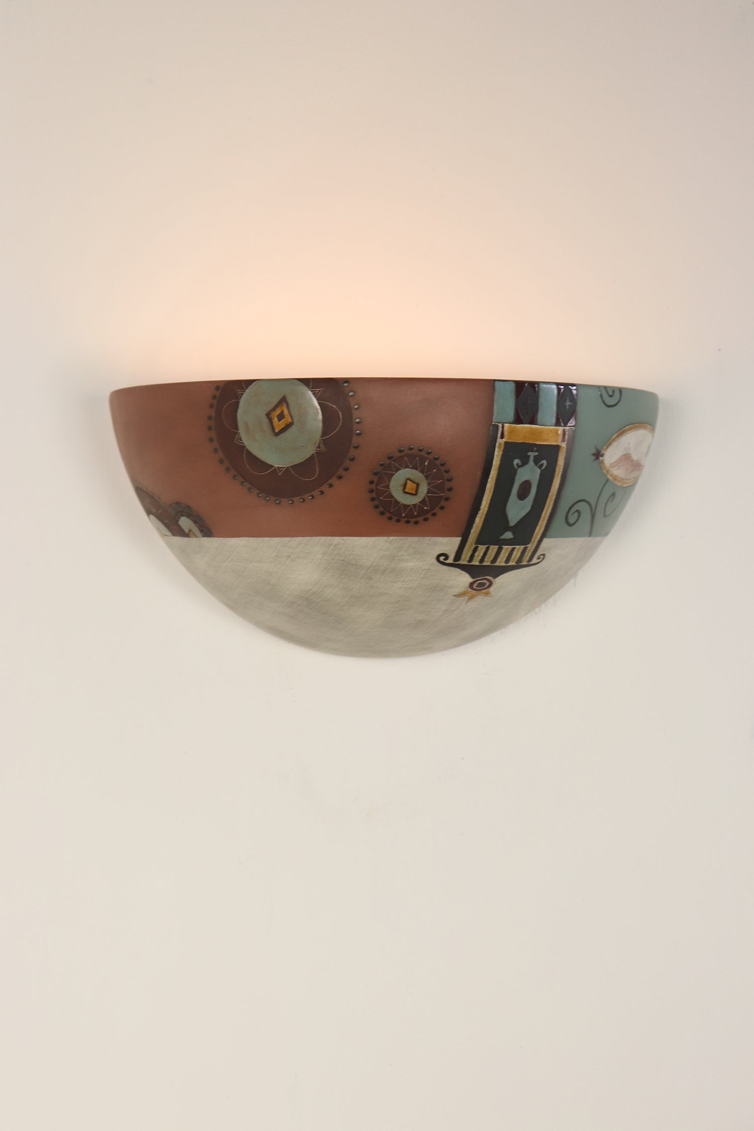 Janna Ugone & Co Wall Sconces PAIR of Ceramic Half Sphere Sconces in Collage in Ash