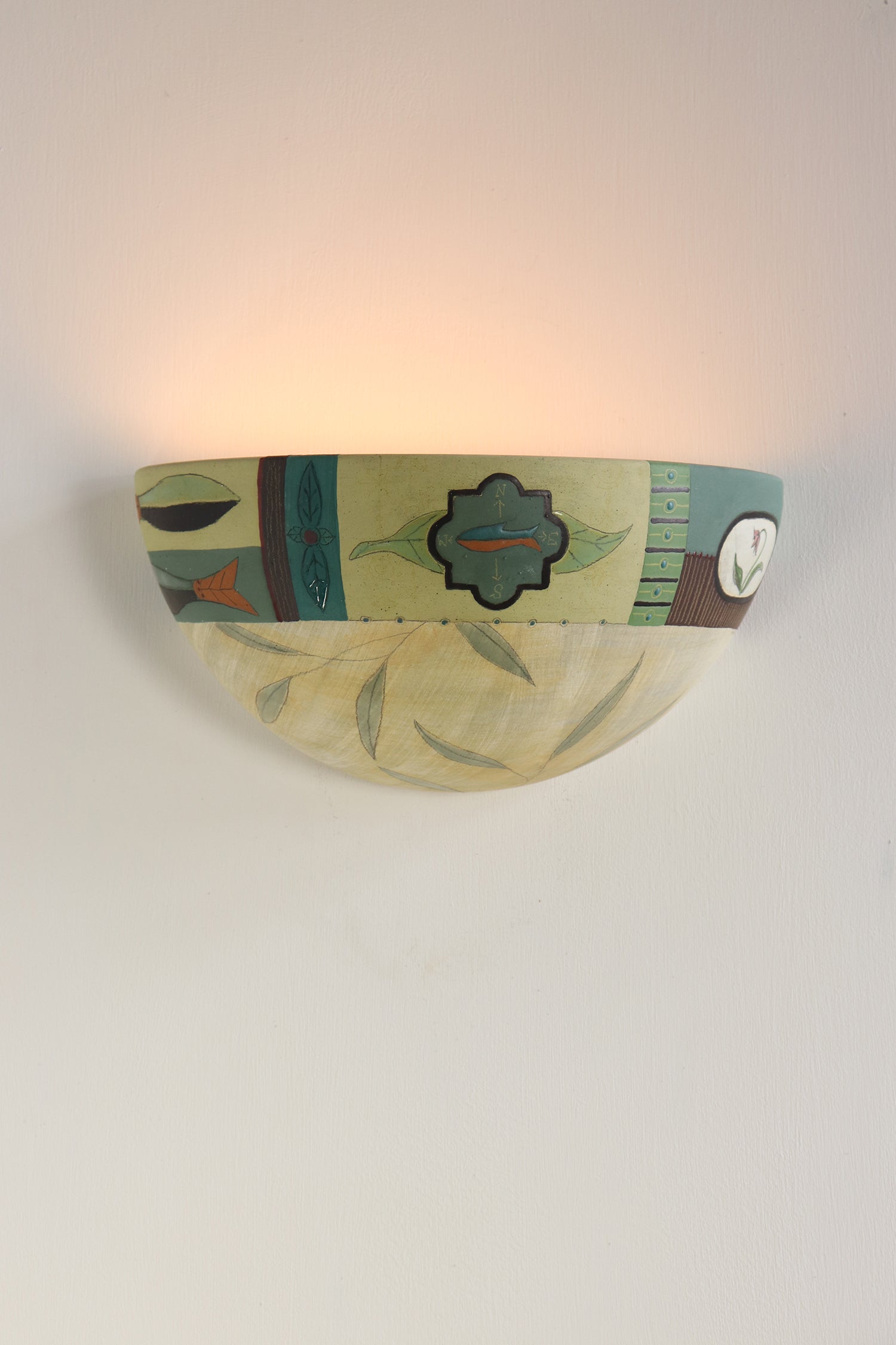 Janna Ugone & Co Wall Sconces PAIR of Ceramic Half Sphere Sconces in Twin Fish