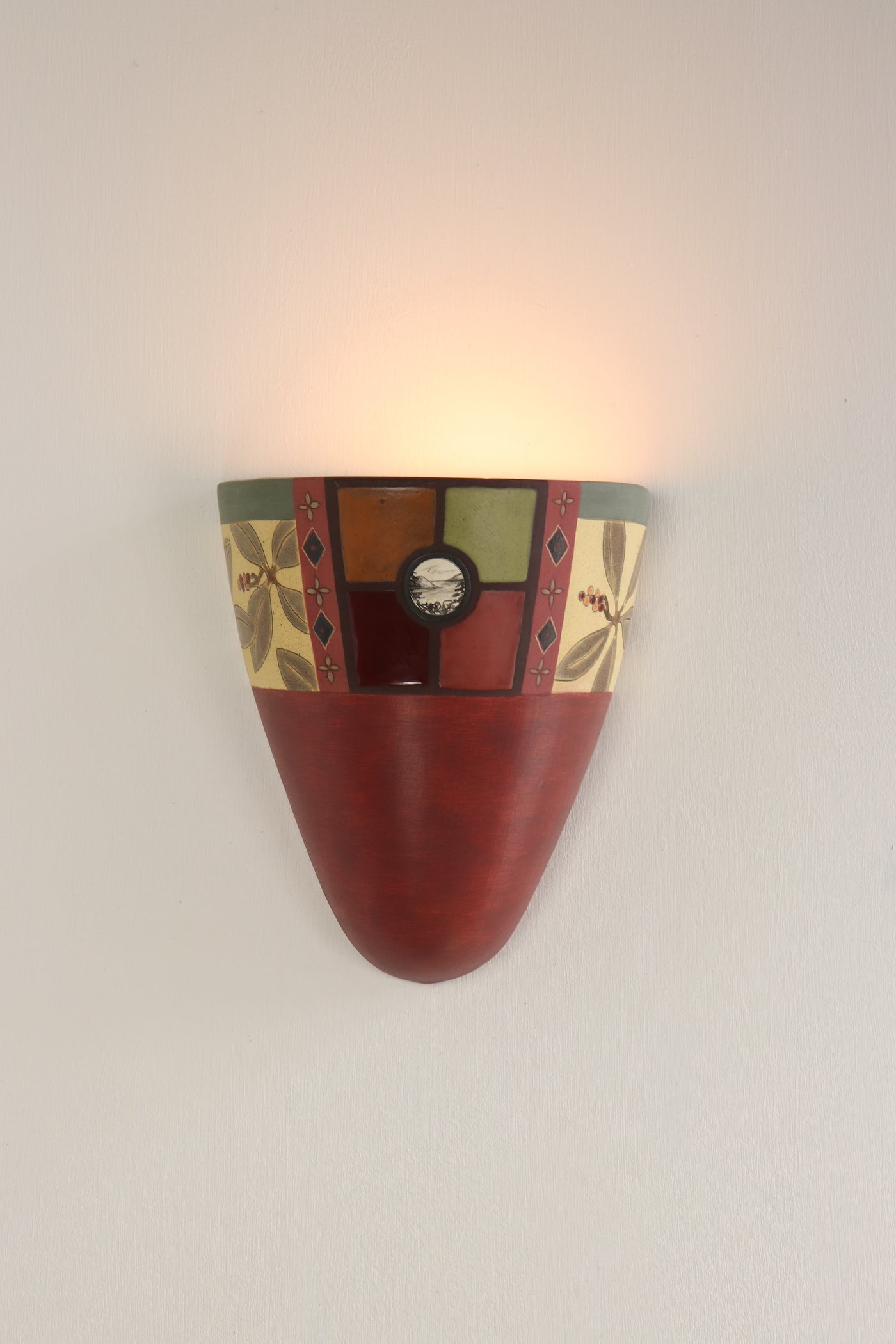 Janna Ugone & Co Wall Sconces Pair of Ceramic Sconces in Mountain Laurel in Redwood