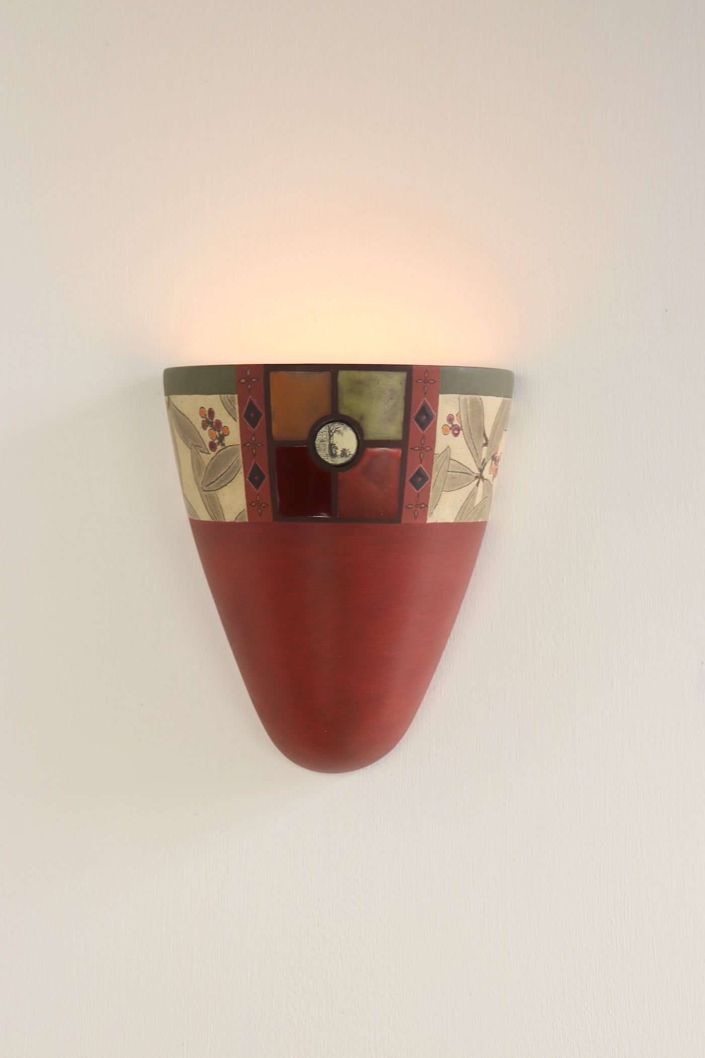 Janna Ugone & Co Wall Sconces Pair of Ceramic Sconces in Mountain Laurel in Redwood