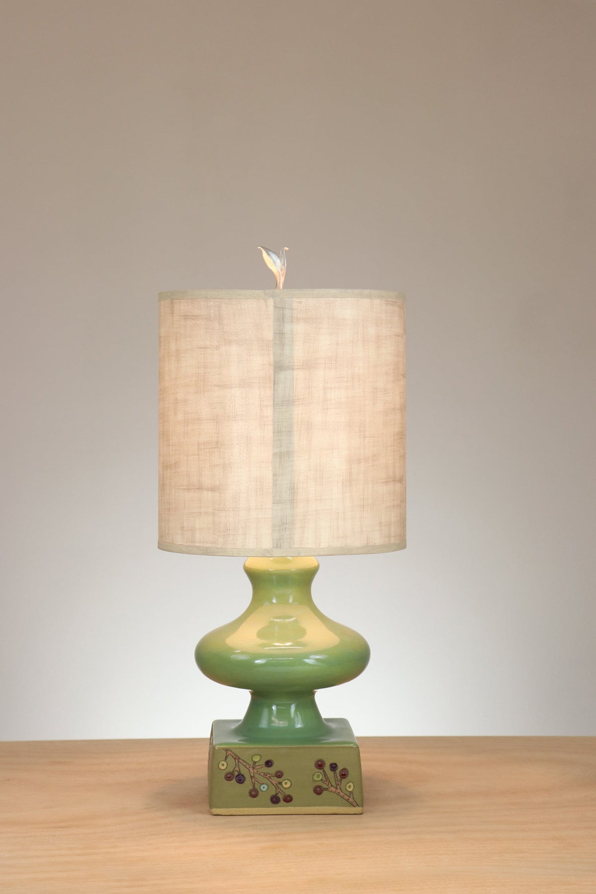 Janna Ugone &amp; Co Table Lamp Pair of Ceramic Table Lamp in Seaberry with Medium Drum Shade in Linen
