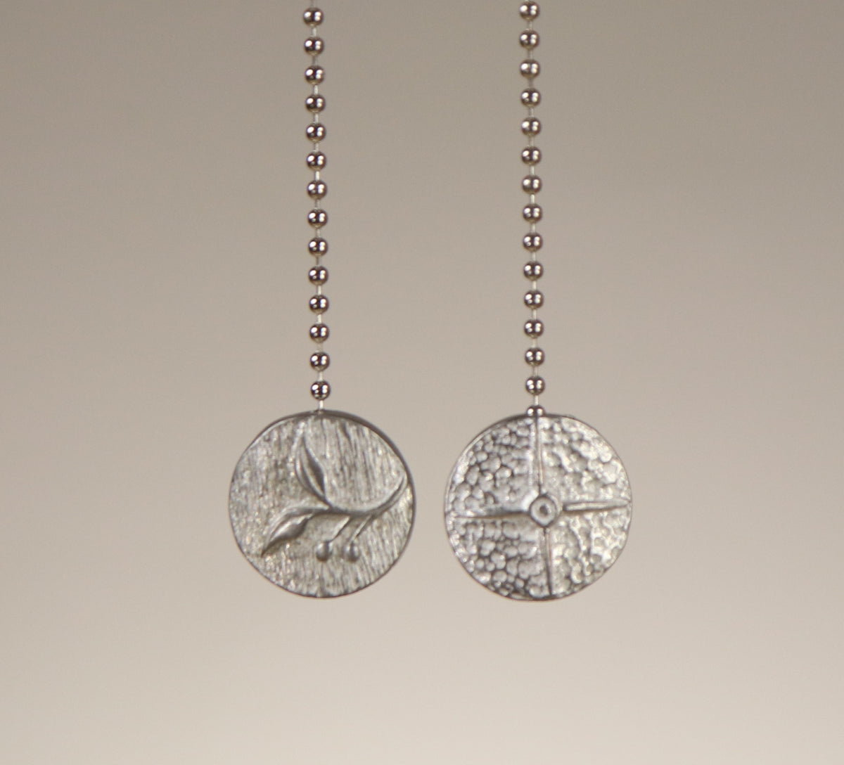 Janna Ugone &amp; Co Pull Chain PAIR of Disc Pewter Pull Charms