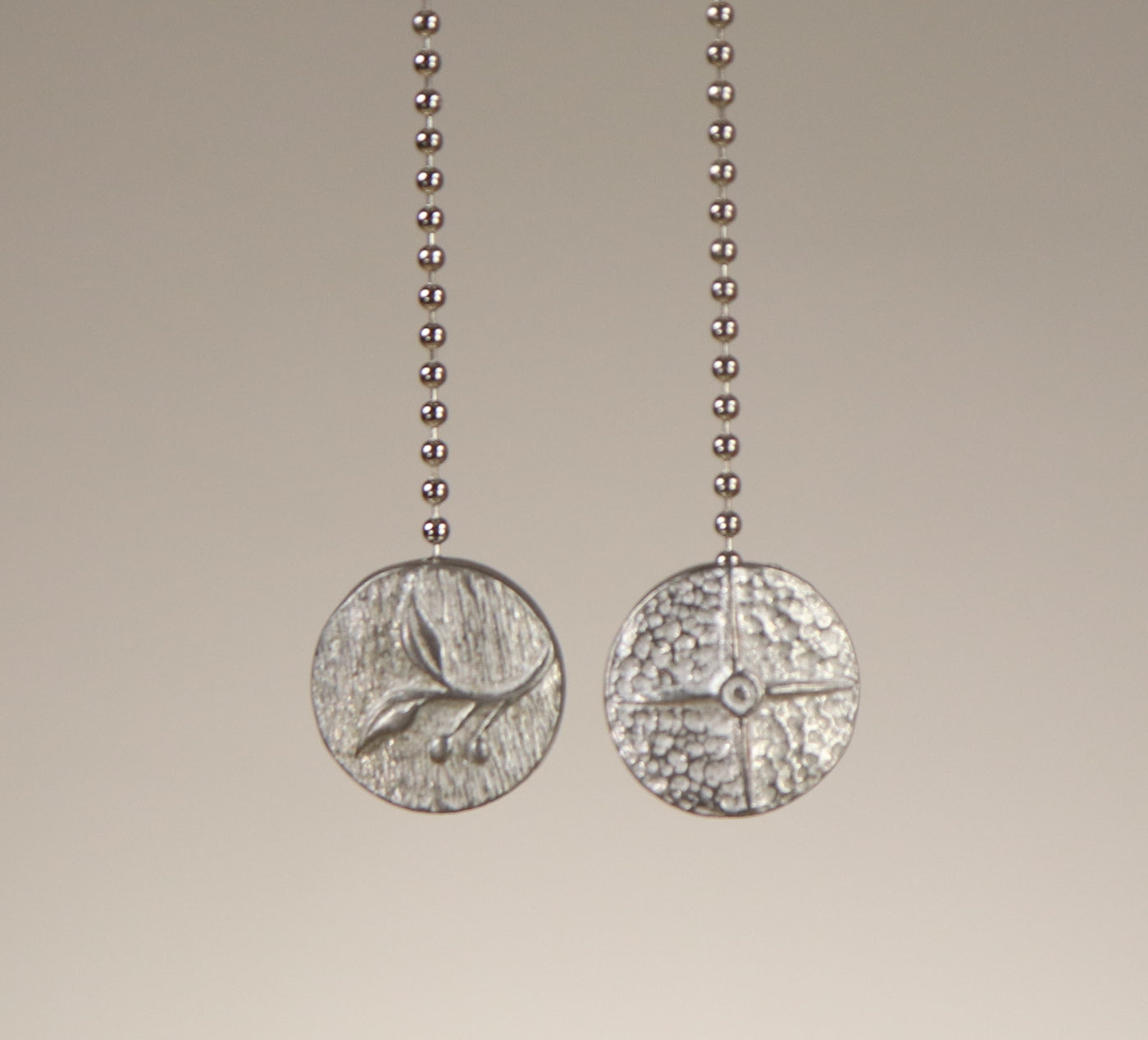 Janna Ugone & Co Pull Chain PAIR of Disc Pewter Pull Charms