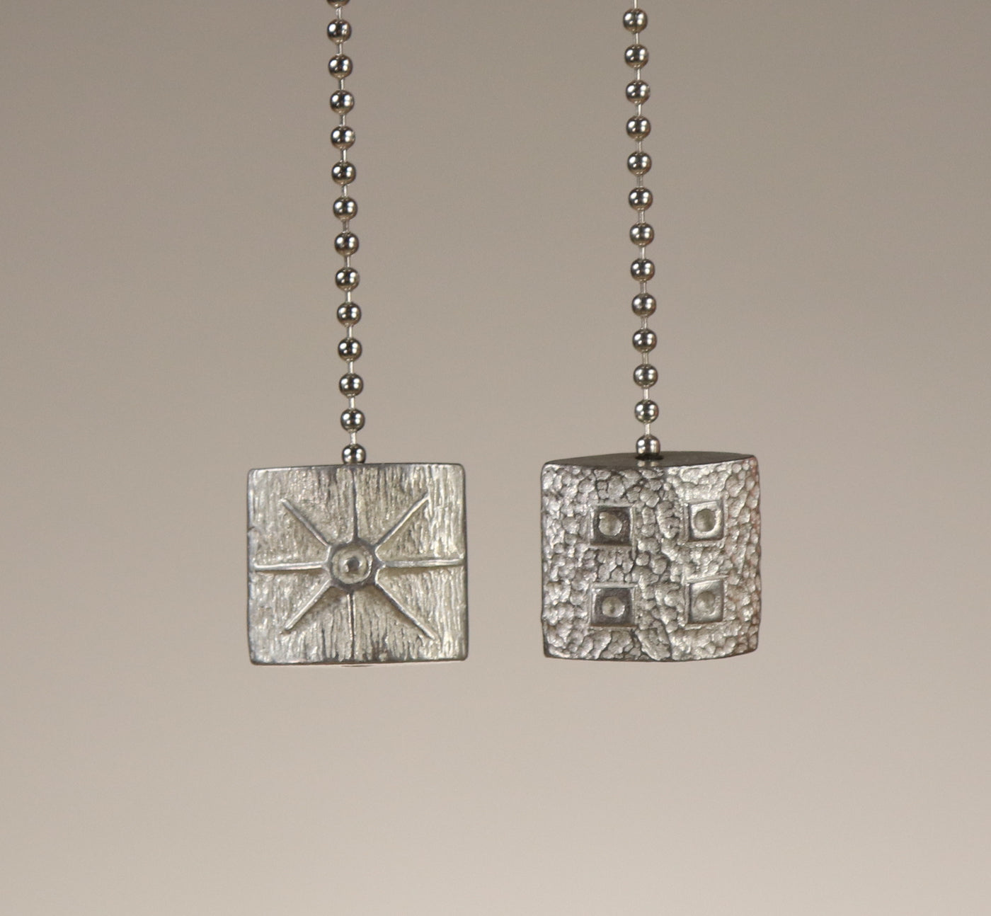 Janna Ugone & Co Pull Chain PAIR of Square Pewter Pull Charms