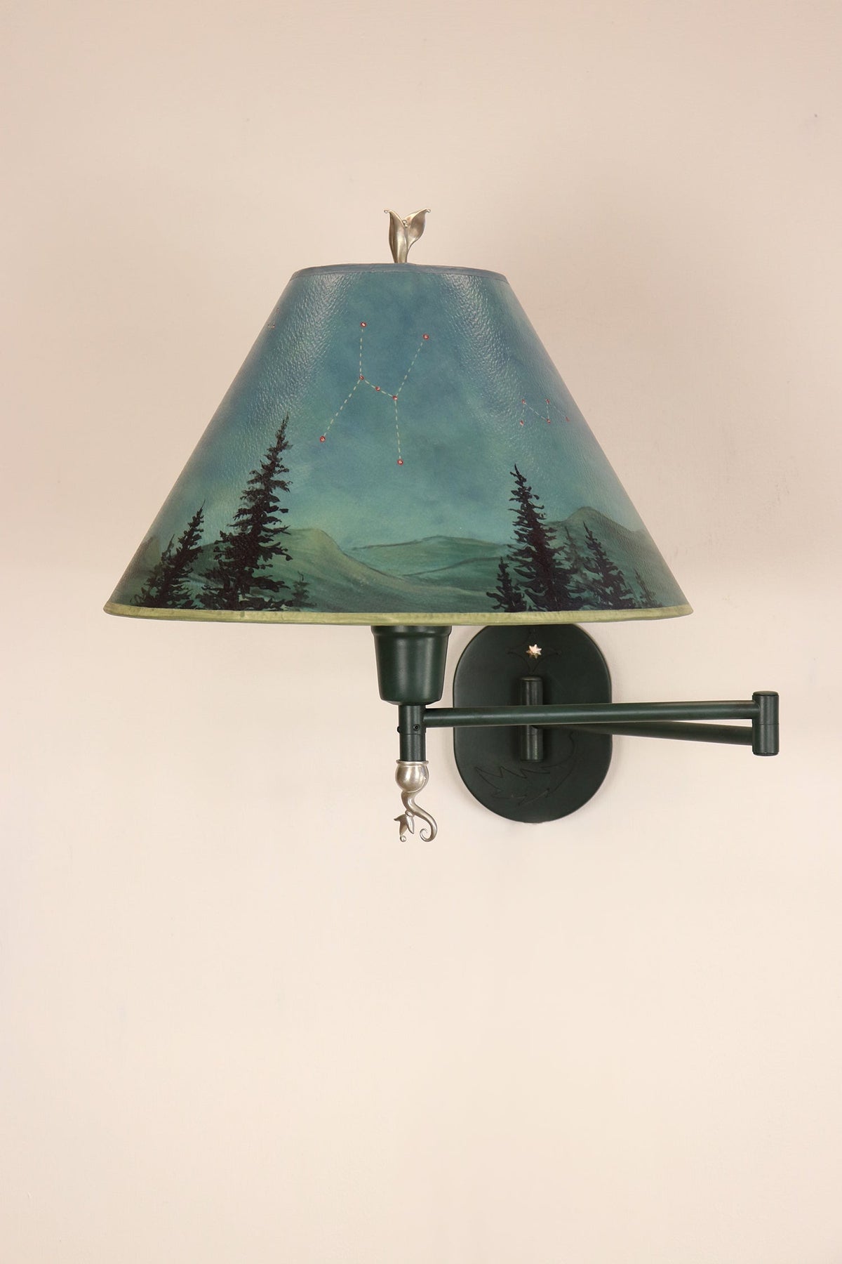 Janna Ugone &amp; Co Table Lamp PAIR of Swing Arm Sconce Lamps with Medium Conical Shades in Midnight