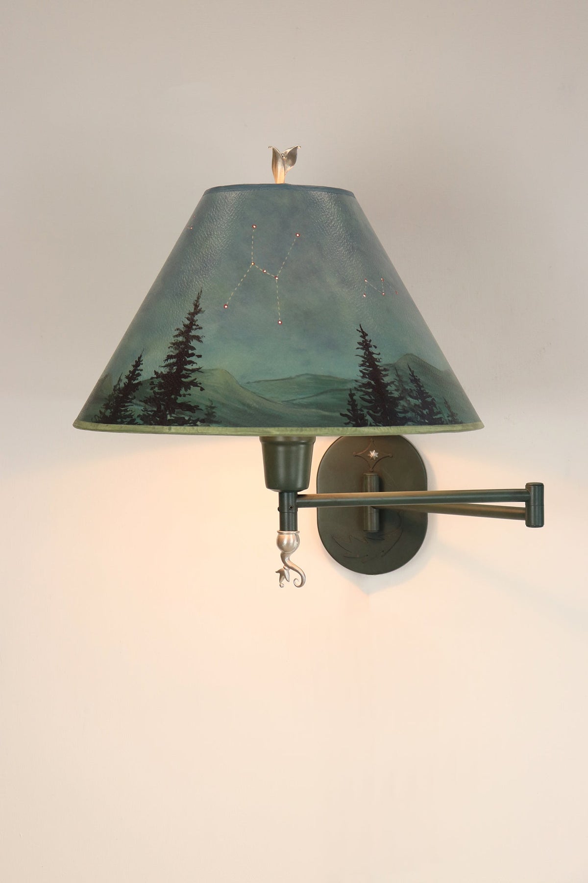 Janna Ugone &amp; Co Table Lamp PAIR of Swing Arm Sconce Lamps with Medium Conical Shades in Midnight