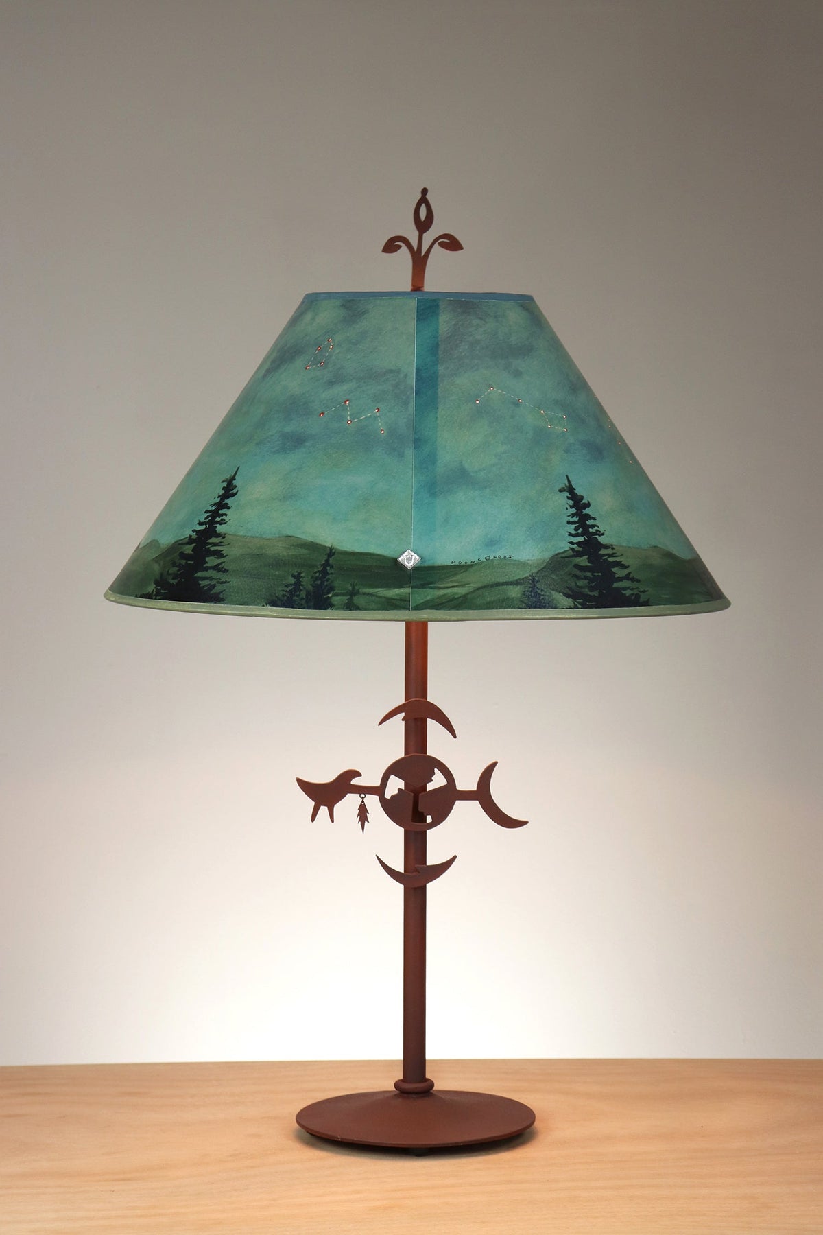 Janna Ugone &amp; Co Table Lamp Rustic Steel Table Lamp with Large Conical Shade in Midnight Sky
