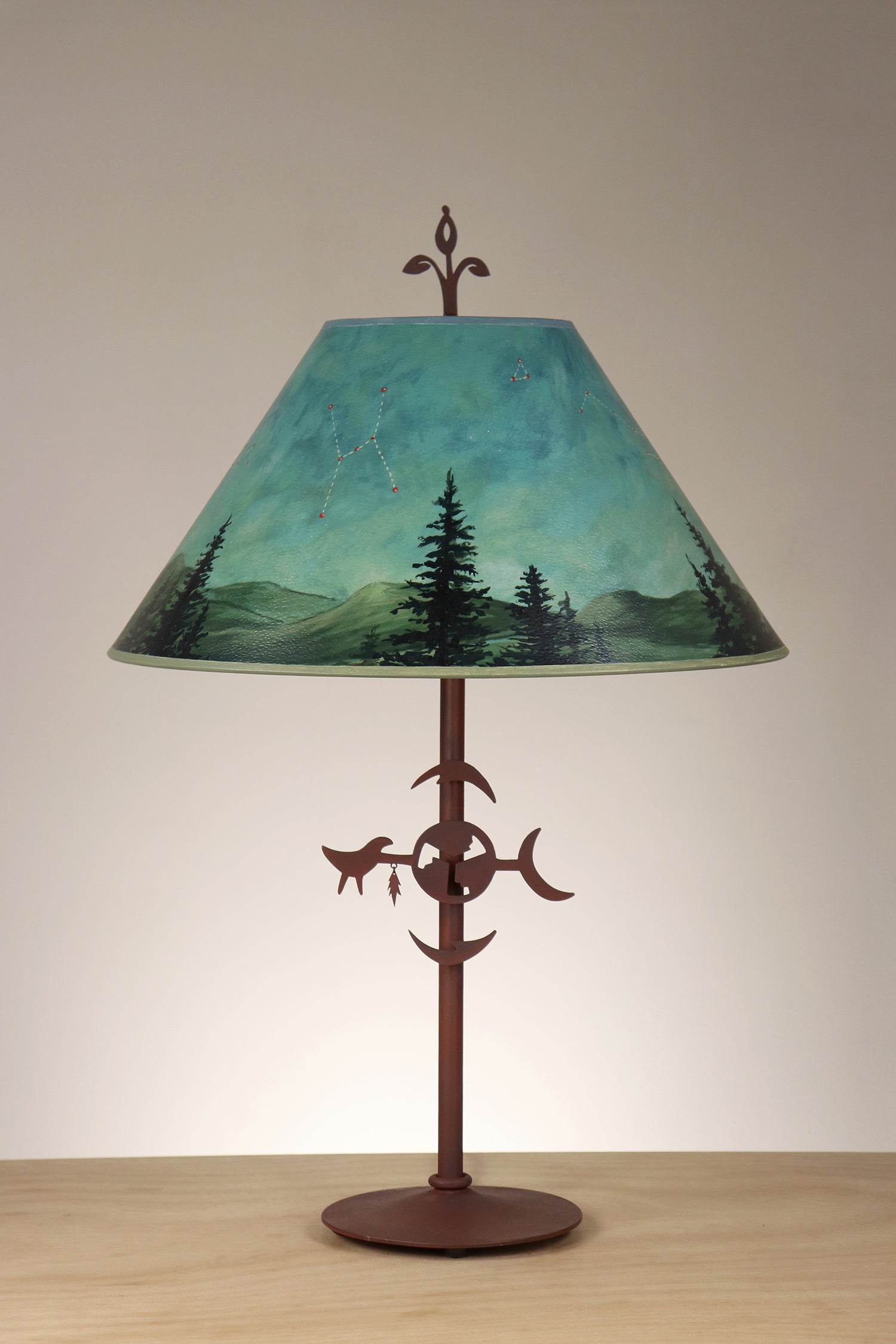 Janna Ugone & Co Table Lamp Rustic Steel Table Lamp with Large Conical Shade in Midnight Sky