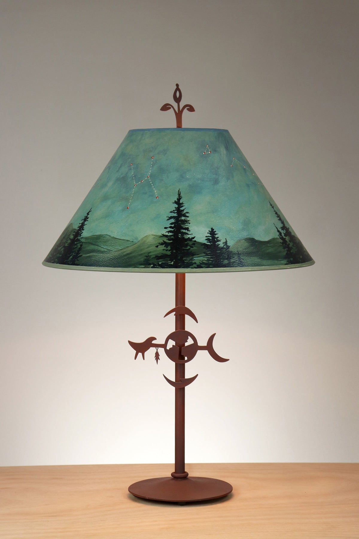 Janna Ugone &amp; Co Table Lamp Rustic Steel Table Lamp with Large Conical Shade in Midnight Sky