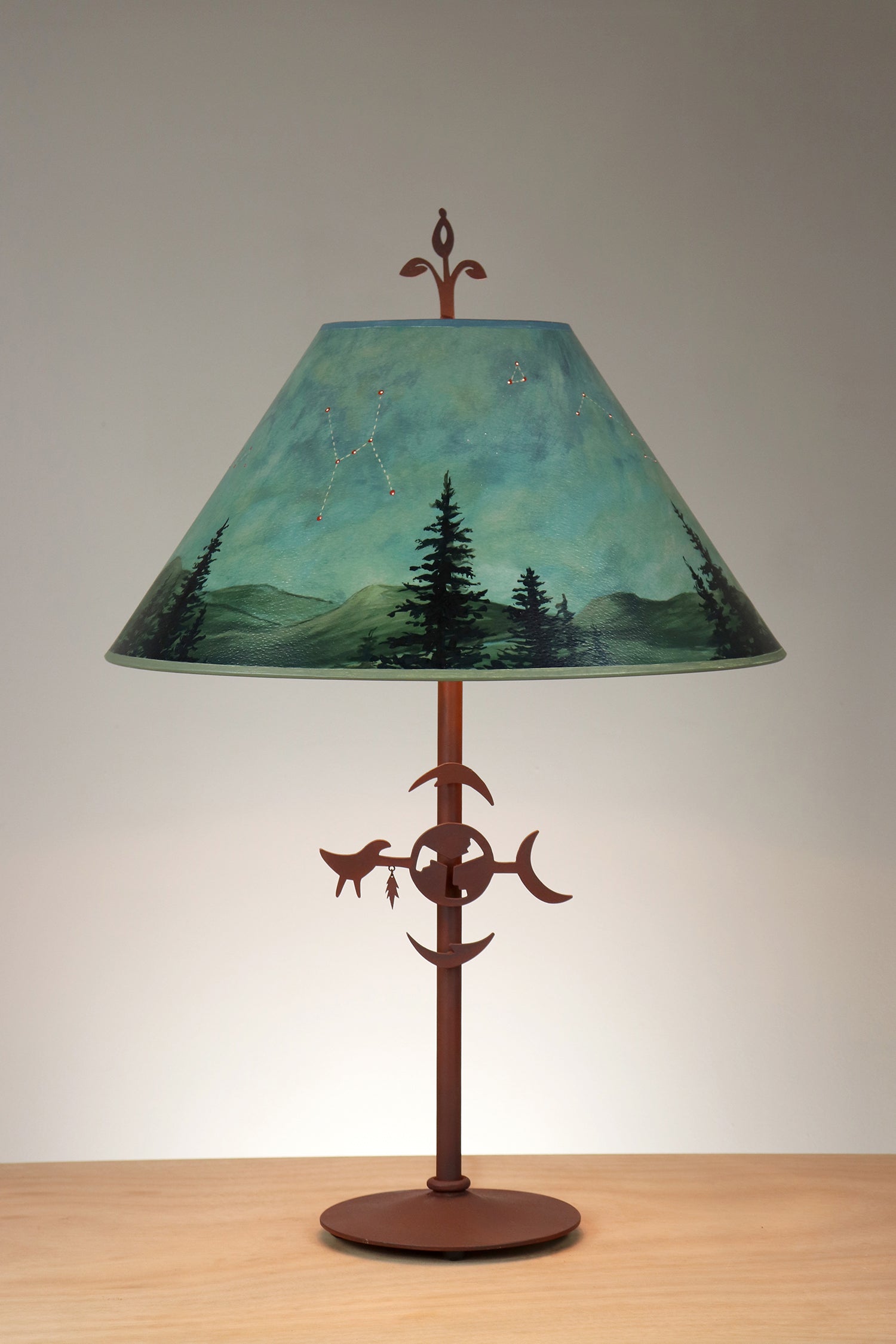 Janna Ugone & Co Table Lamp Rustic Steel Table Lamp with Large Conical Shade in Midnight Sky