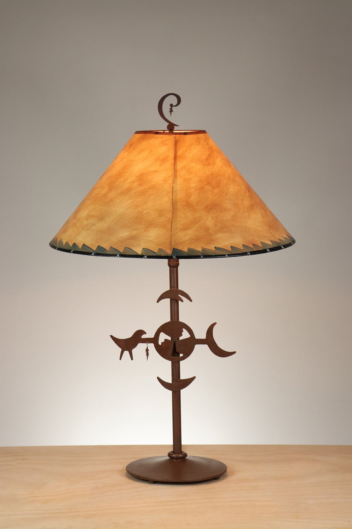 Janna Ugone &amp; Co Table Lamp Rustic Steel Table Lamp with Large Conical Shade in Sundance Trout
