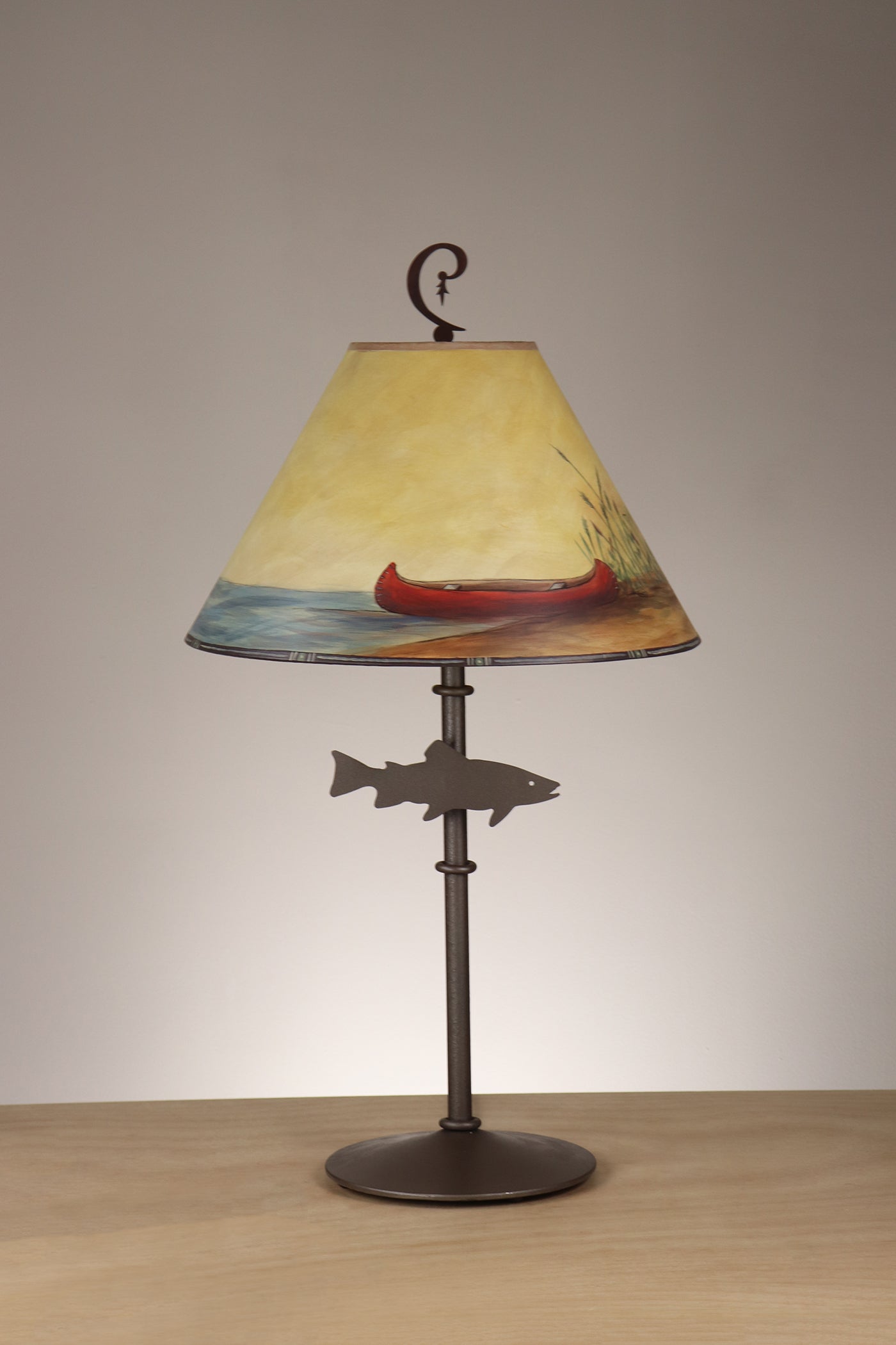 Janna Ugone & Co Table Lamp Rustic Steel Table Lamp with Medium Conical Shade in Sundance Canoe