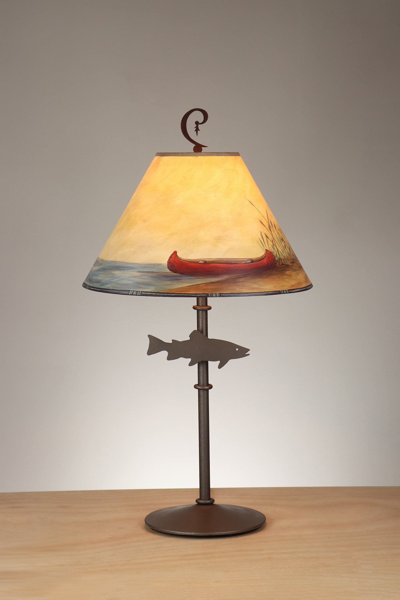 Janna Ugone & Co Table Lamp Rustic Steel Table Lamp with Medium Conical Shade in Sundance Canoe
