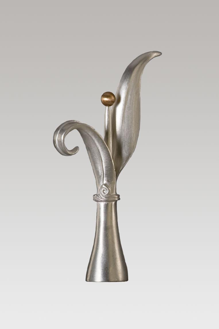 New Leaf Finial in Satin Pewter
