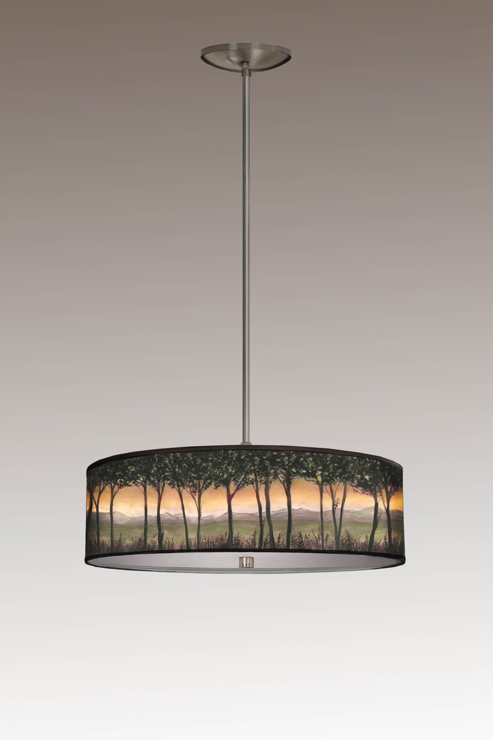 Janna Ugone & Co Ceiling Fixture 16" / Satin Nickel Skinny Drum Pendant in Dawn