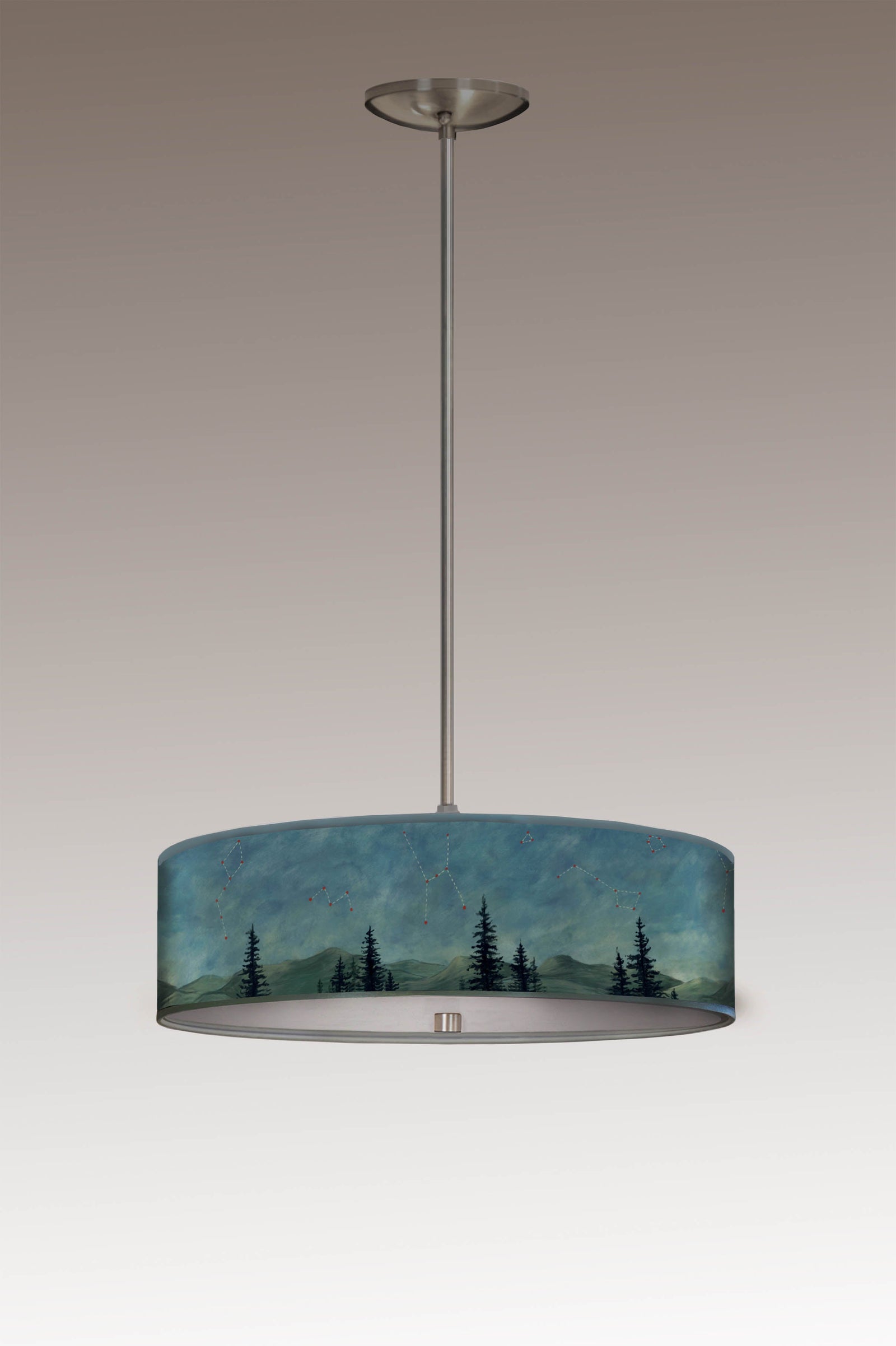 Janna Ugone & Co Ceiling Fixture 16" / Satin Nickel Skinny Drum Pendant in Midnight