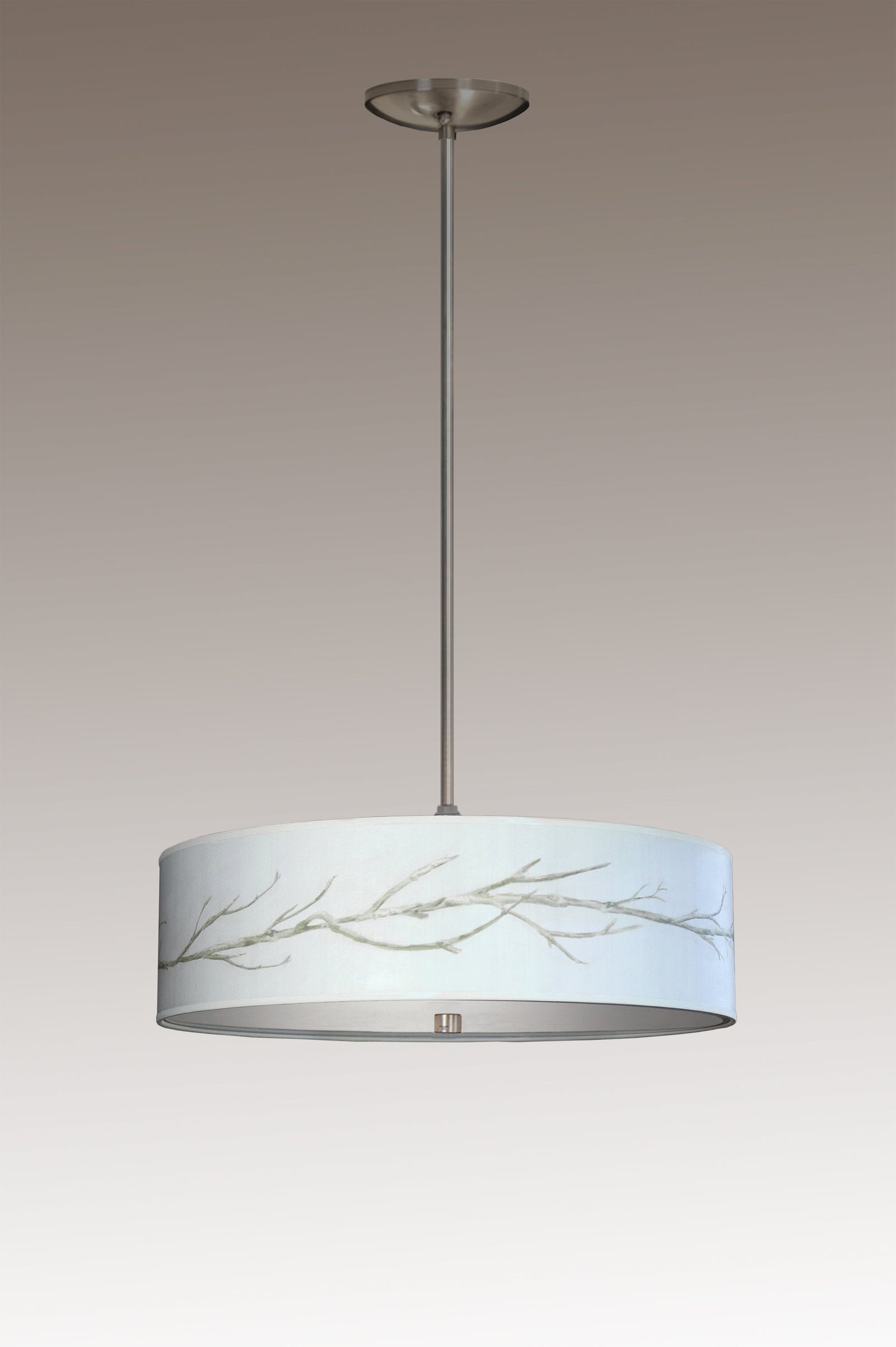 Janna Ugone & Co Ceiling Fixture 16" / Satin Nickel Skinny Drum Pendant in Sweeping Branch