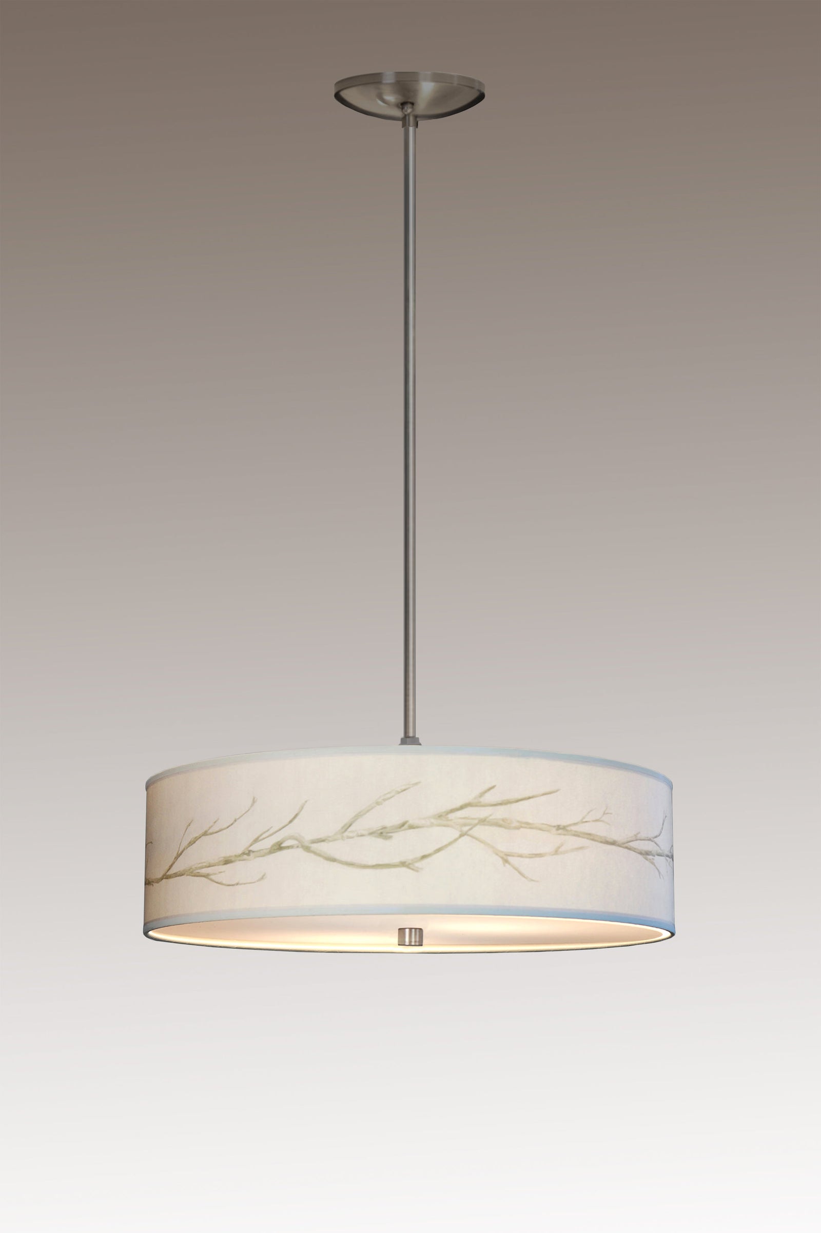 Janna Ugone & Co Ceiling Fixture 16" / Satin Nickel Skinny Drum Pendant in Sweeping Branch