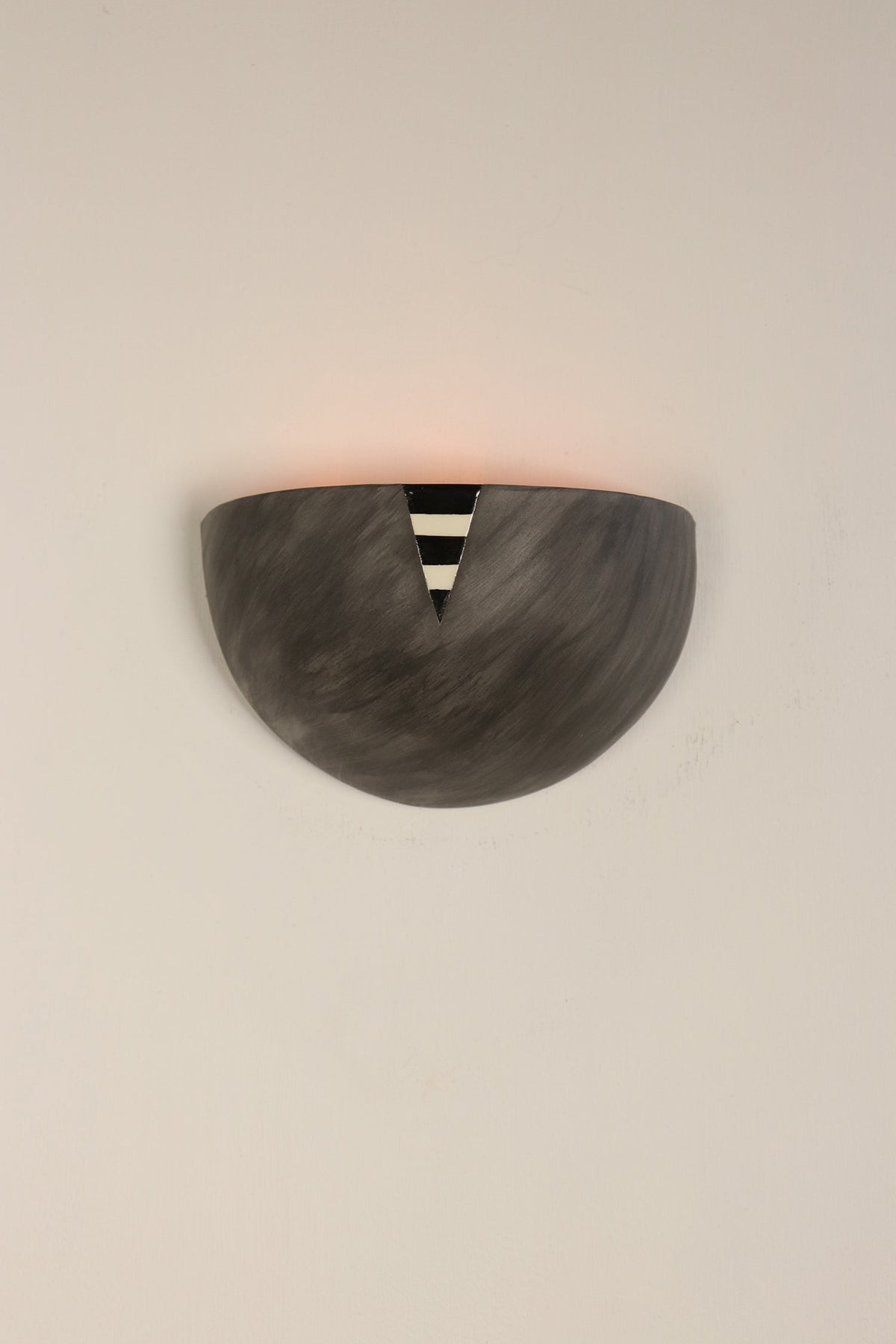 Janna Ugone &amp; Co Wall Sconces Small Ceramic Half Sphere Sconce in Gray Stripe Inset