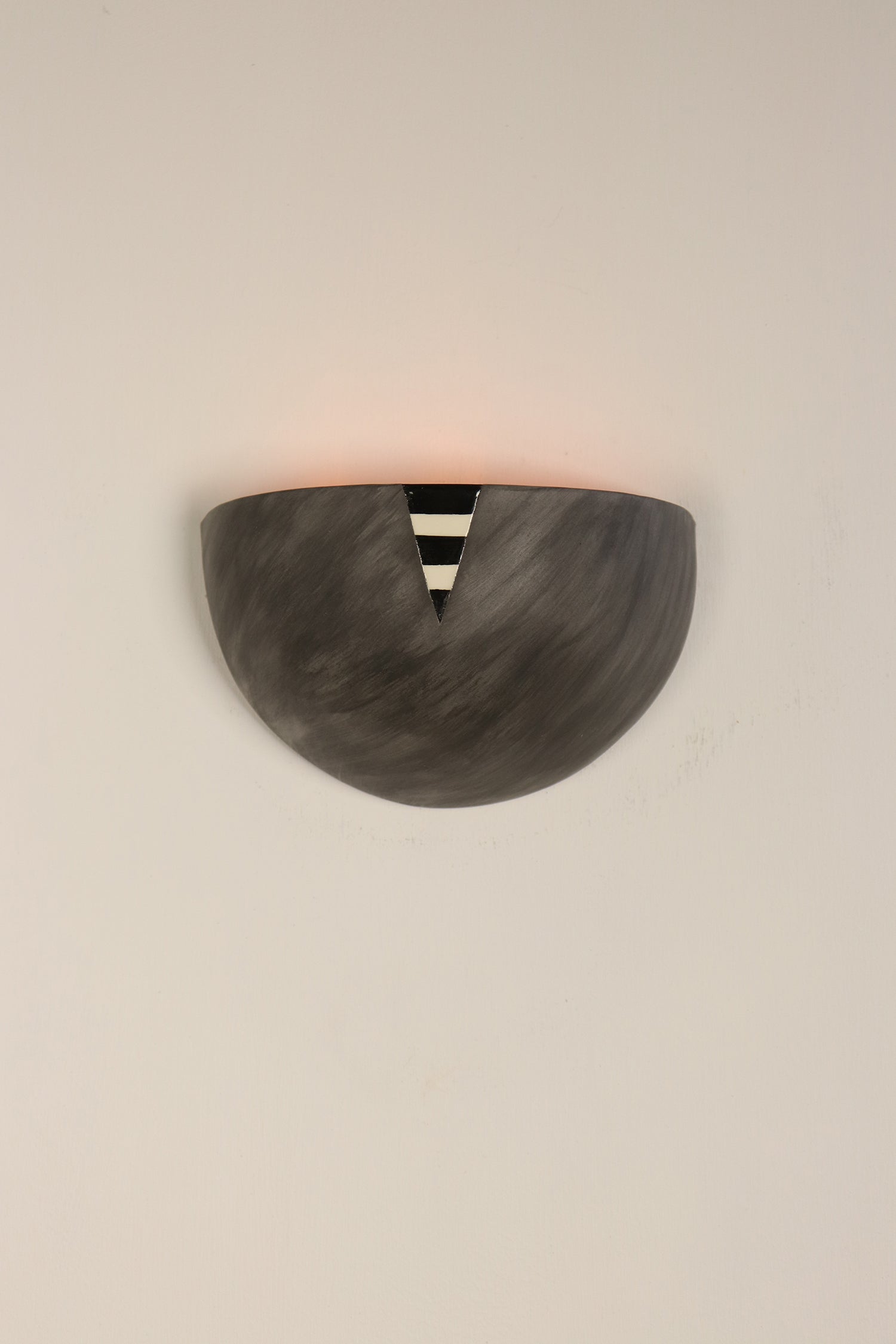 Janna Ugone & Co Wall Sconces Small Ceramic Half Sphere Sconce in Gray Stripe Inset