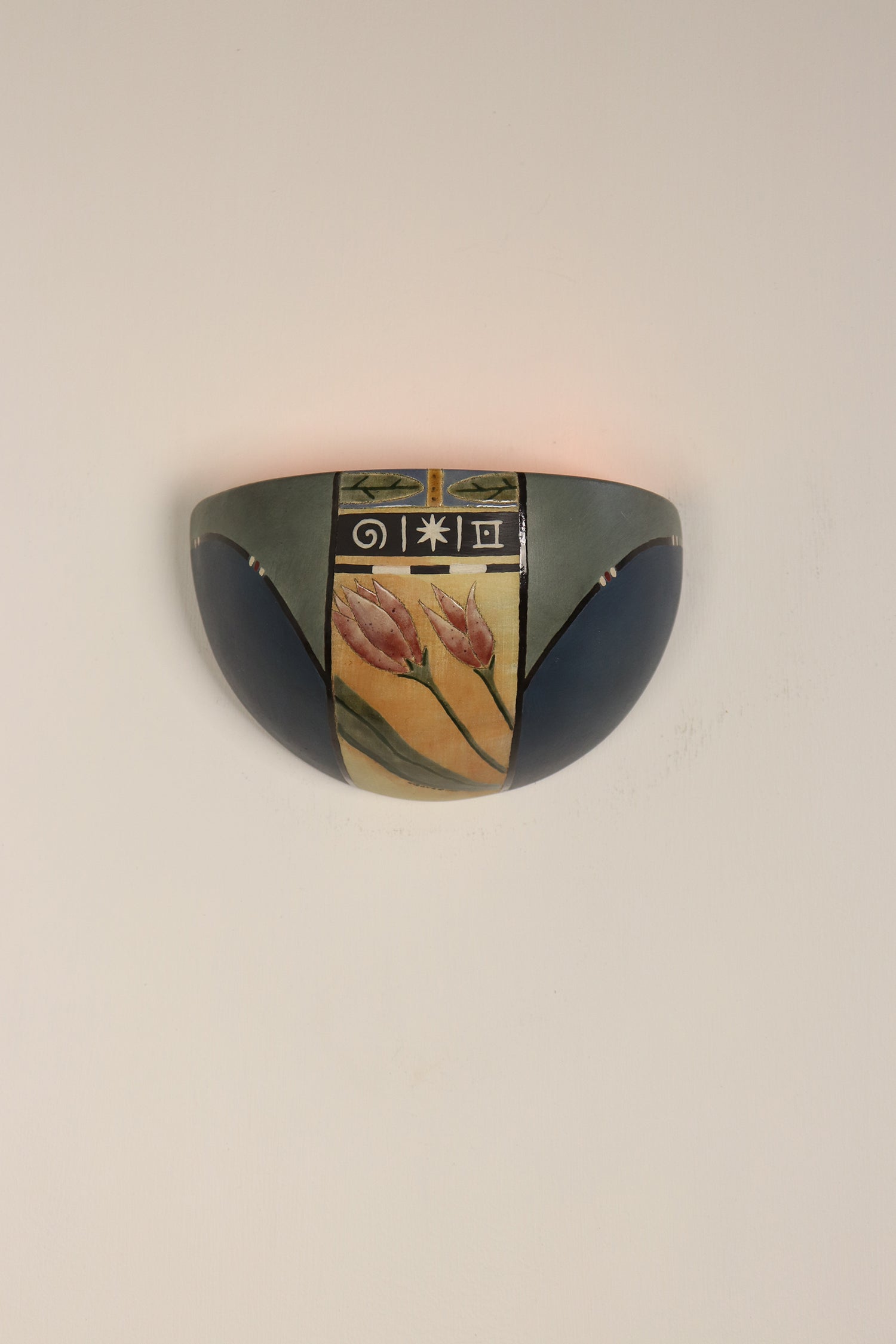 Janna Ugone & Co Wall Sconces Small Ceramic Half Sphere Sconce in Perennial Leaf in Blue