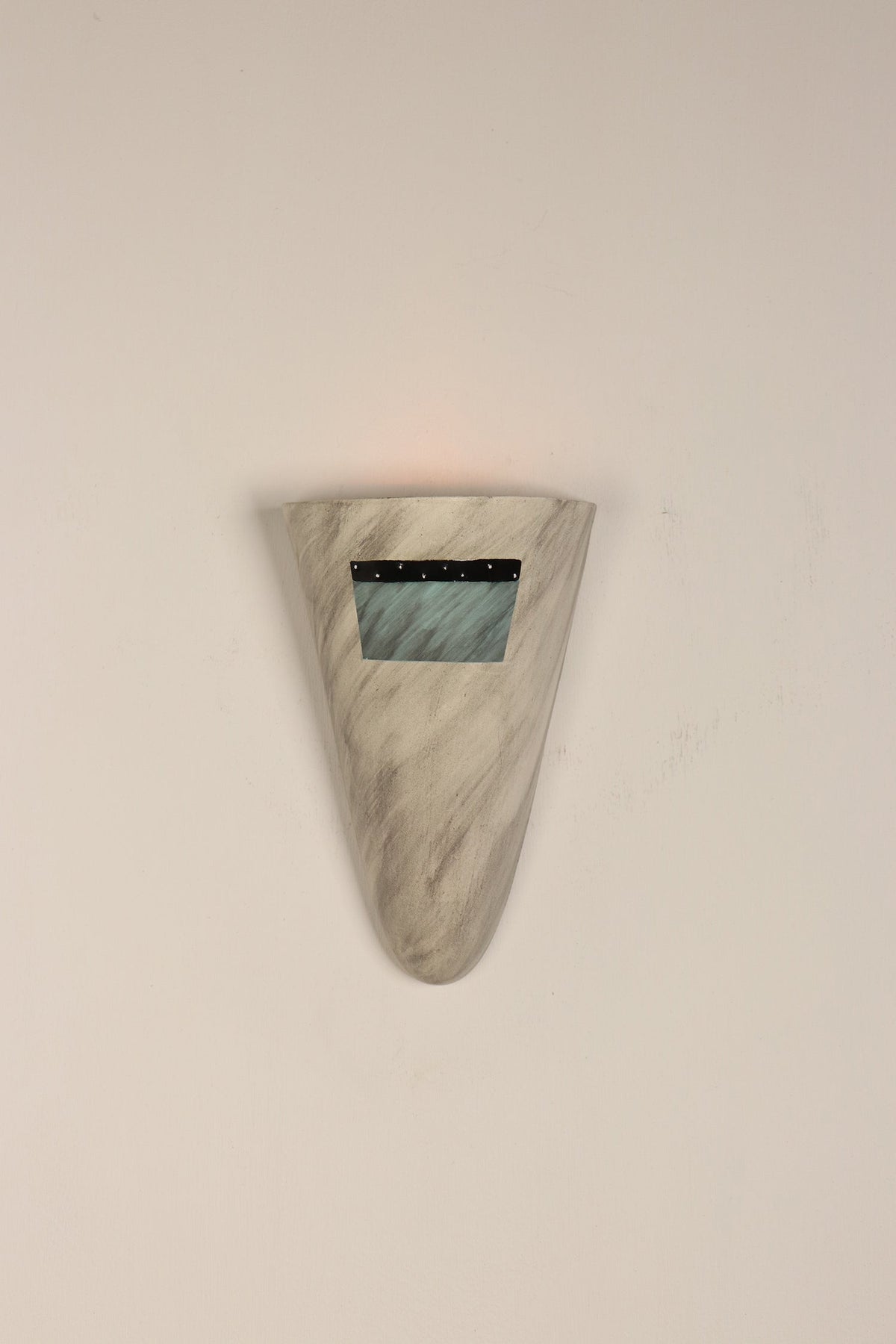 Janna Ugone &amp; Co Wall Sconces Small Ceramic Pocket Cone Sconce in Aqua Inset Painting