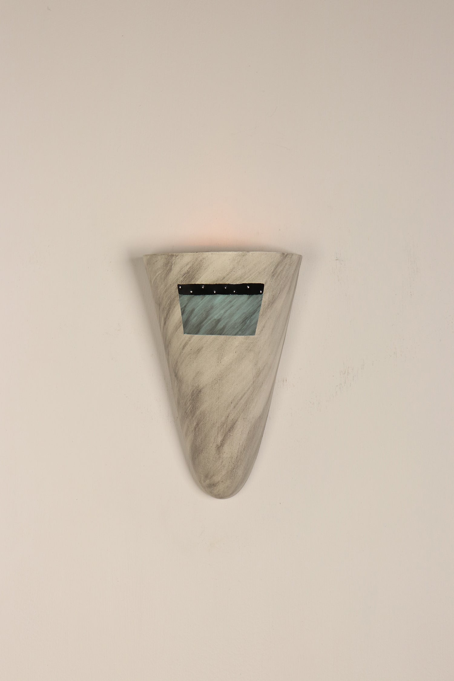 Janna Ugone & Co Wall Sconces Small Ceramic Pocket Cone Sconce in Aqua Inset Painting