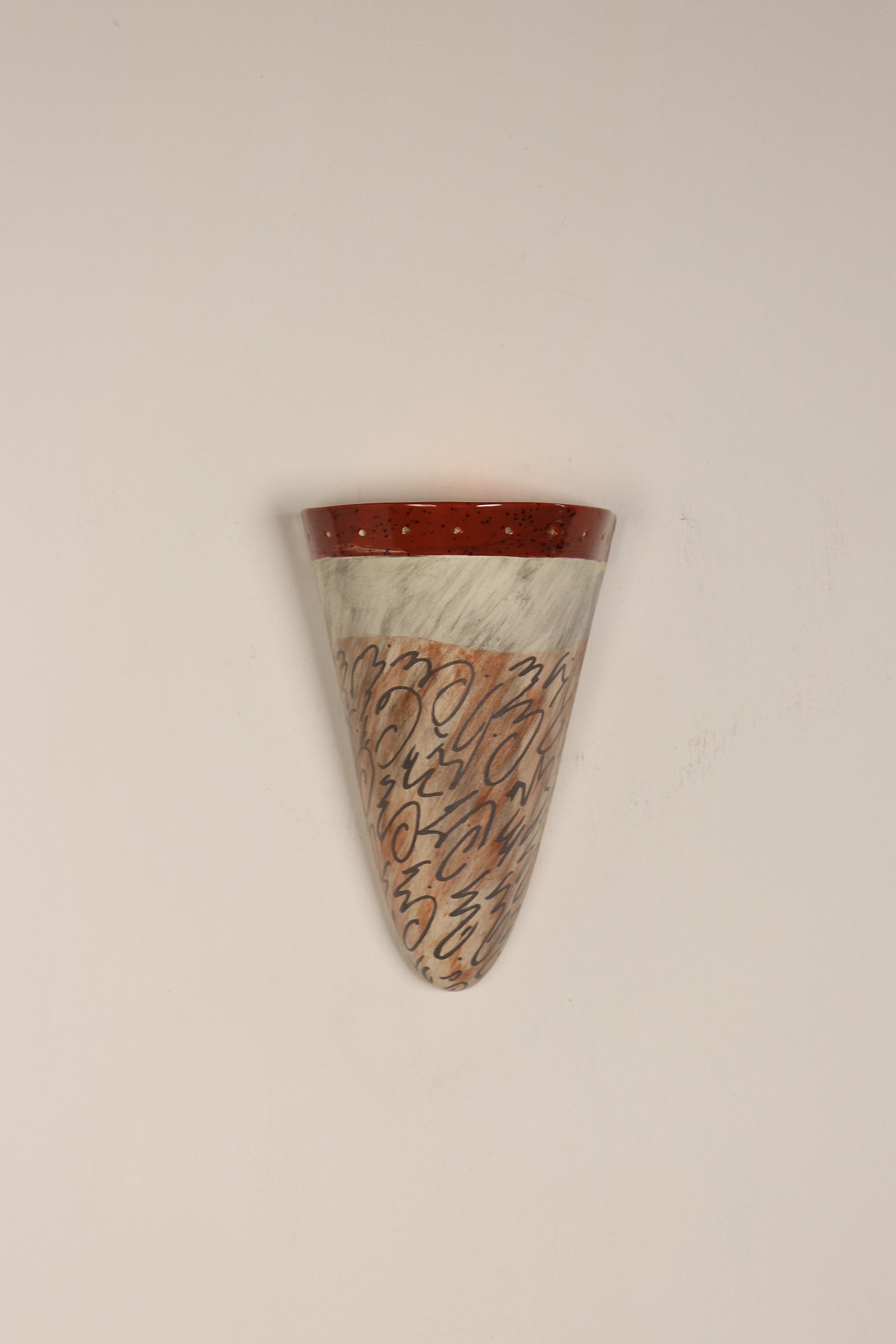 Janna Ugone & Co Wall Sconces Small Ceramic Pocket Cone Sconce in Scribble in Terracotta