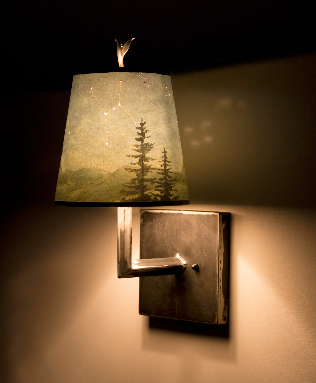 Small Drum Shaded Steel Wall Sconce in Midnight Sky