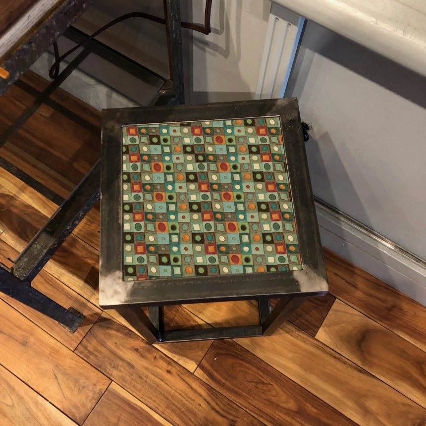 Janna Ugone & Co Steel Tables Square Steel Accent Table in Mosaic