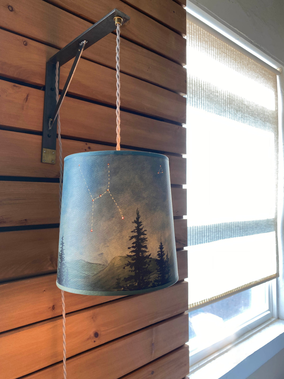 Janna Ugone &amp; Co Table Lamps Steel Bracket with Medium Drum Pendant in Midnight