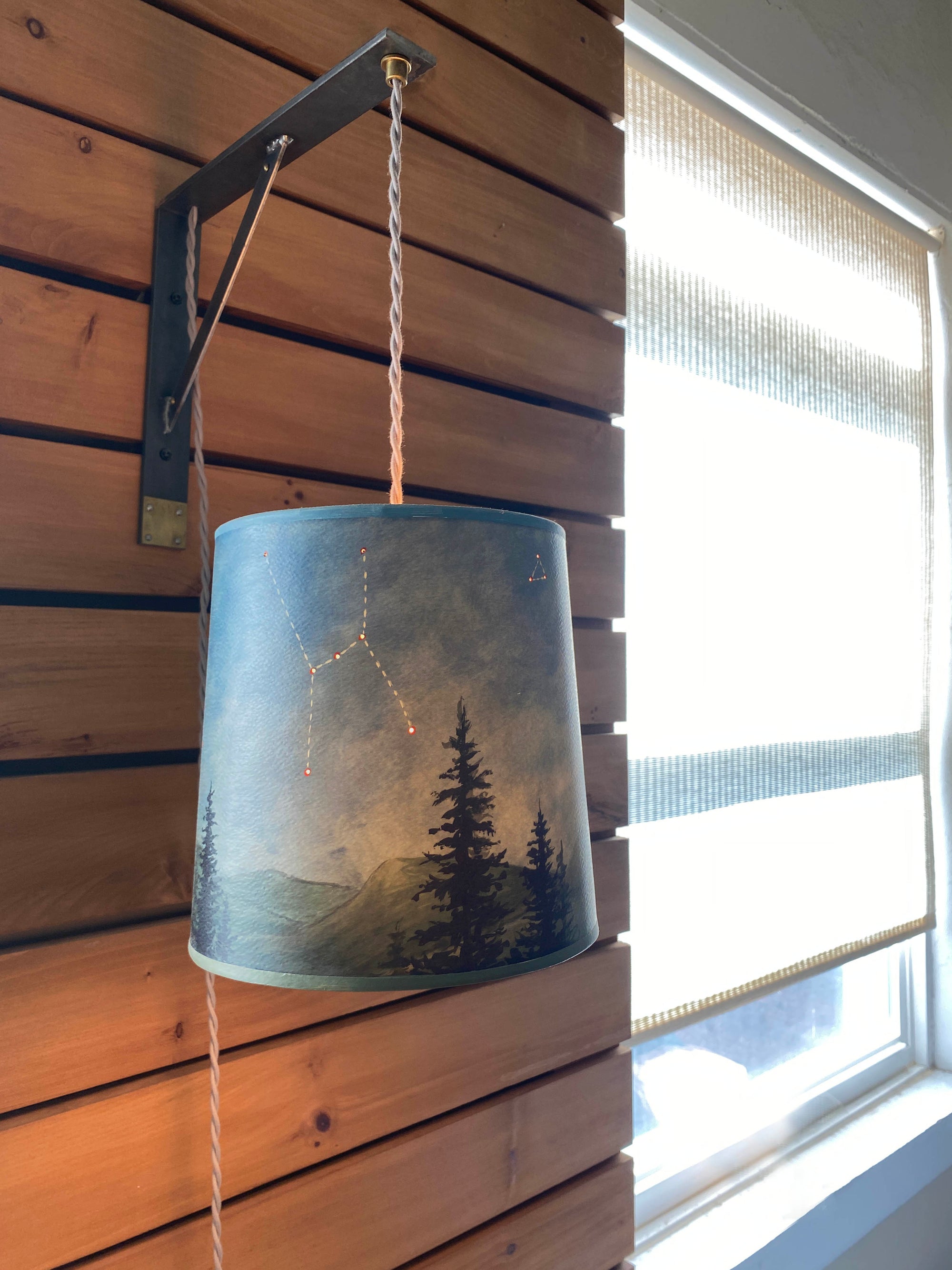 Janna Ugone & Co Table Lamps Steel Bracket with Medium Drum Pendant in Midnight