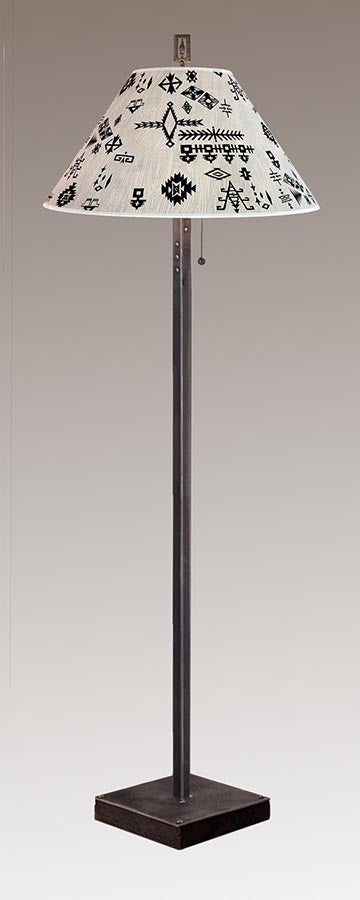 Janna Ugone & Co Floor Lamp Steel Floor Lamp on  Reclaimed Wood with Large Conical Shade in Blanket Sketches