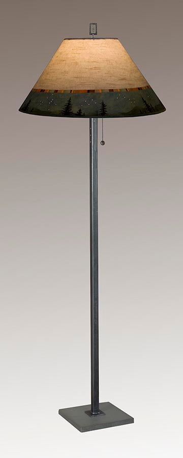 Janna Ugone & Co Floor Lamp Steel Floor Lamp with Large Conical Shade in Birch Midnight