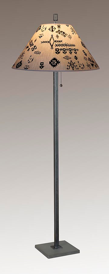 Steel Floor Lamp with Large Conical Shade in Blanket Sketch