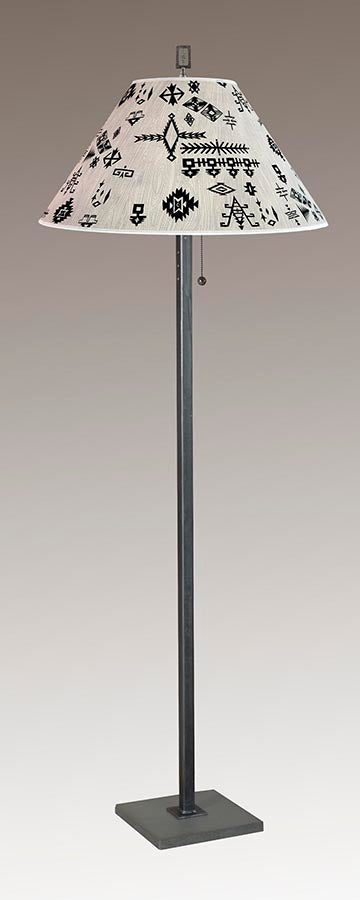 Janna Ugone & Co Floor Lamp Steel Floor Lamp with Large Conical Shade in Blanket Sketch