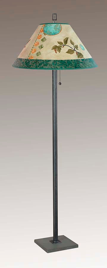 Janna Ugone & Co Floor Lamp Steel Floor Lamp with Large Conical Shade in Celestial Leaf