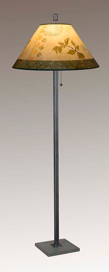 Janna Ugone & Co Floor Lamp Steel Floor Lamp with Large Conical Shade in Celestial Leaf
