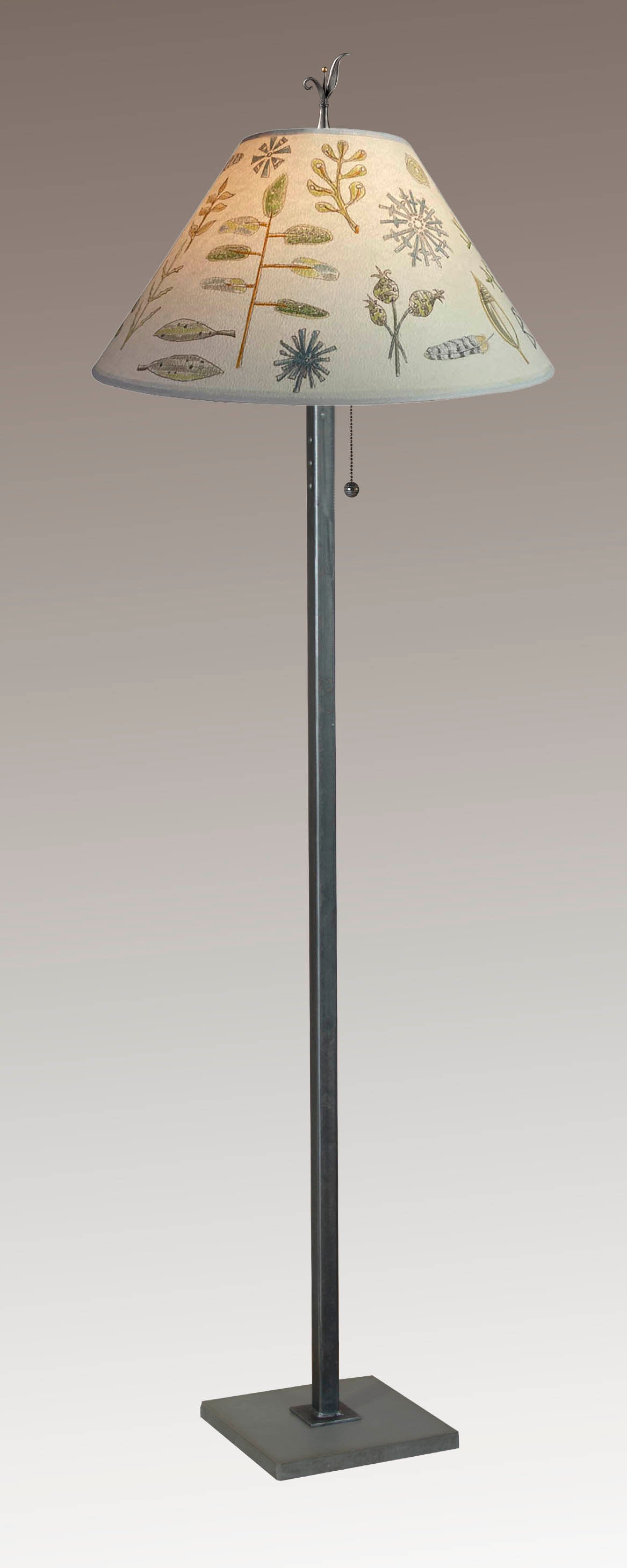 Janna Ugone &amp; Co Floor Lamp Steel Floor Lamp with Large Conical Shade in Field Chart