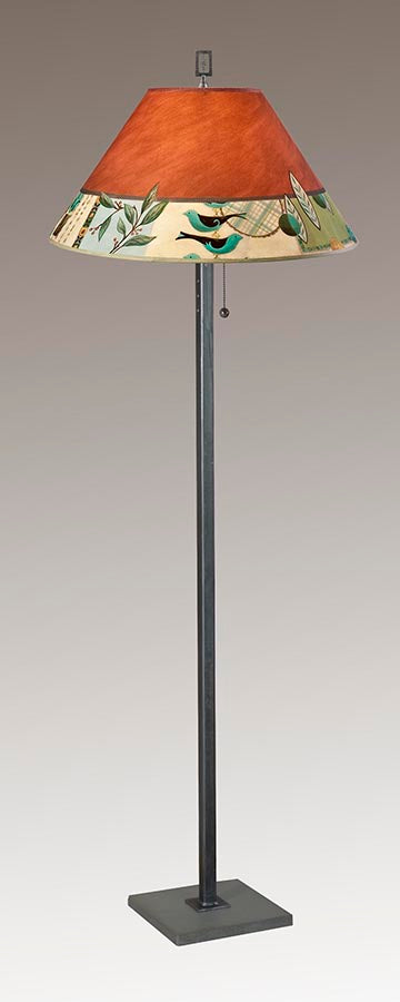 Janna Ugone & Co Floor Lamp Steel Floor Lamp with Large Conical Shade in New Capri