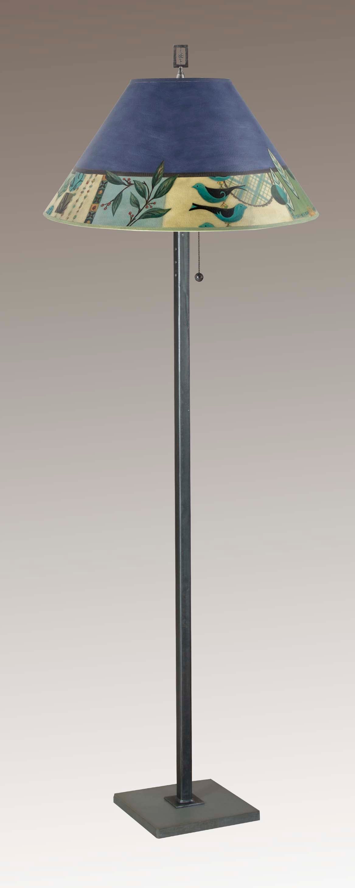Janna Ugone & Co Floor Lamp Steel Floor Lamp with Large Conical Shade in New Capri Periwinkle
