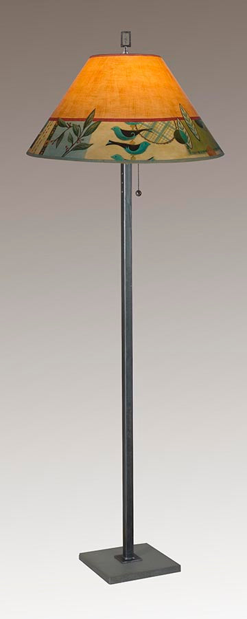 Janna Ugone & Co Floor Lamp Steel Floor Lamp with Large Conical Shade in New Capri Spice