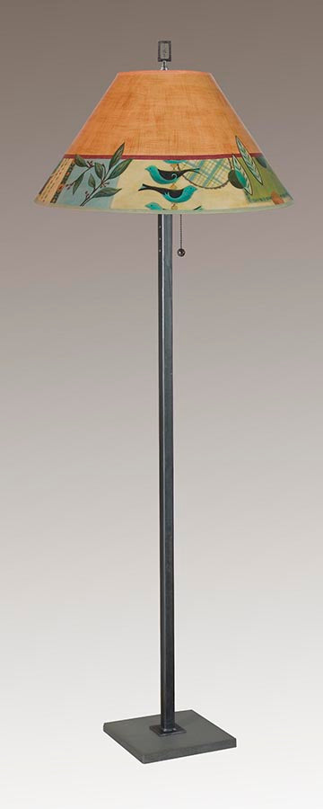 Janna Ugone & Co Floor Lamp Steel Floor Lamp with Large Conical Shade in New Capri Spice