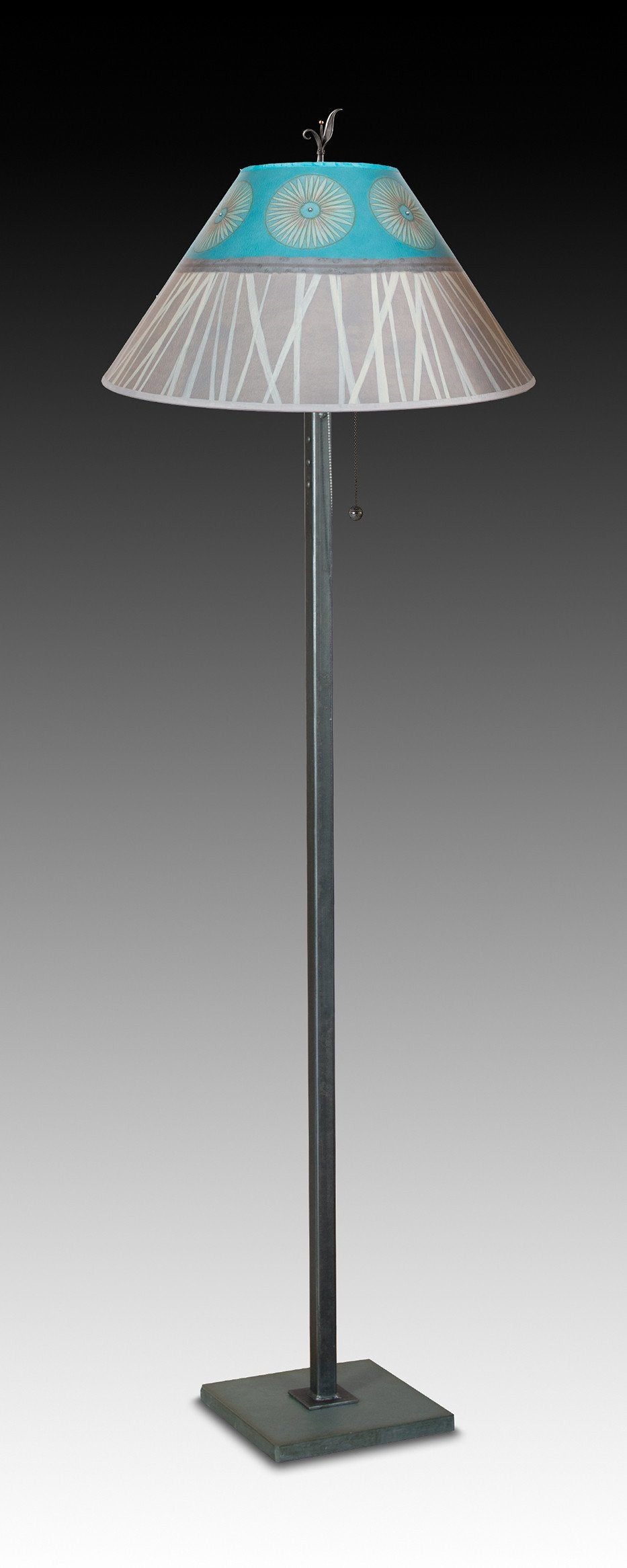 Janna Ugone & Co Floor Lamps Steel Floor Lamp with Large Conical Shade in Pool