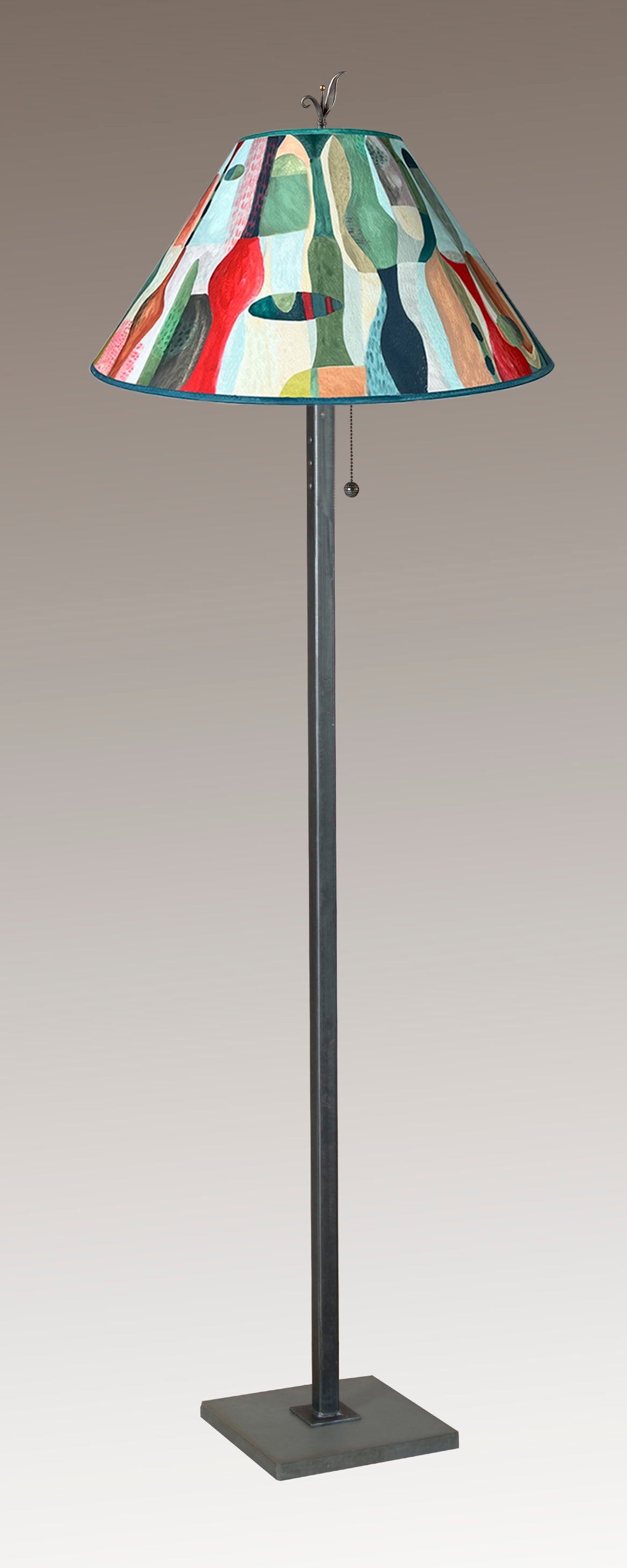 Janna Ugone & Co Floor Lamp Steel Floor Lamp with Large Conical Shade in Riviera in Poppy