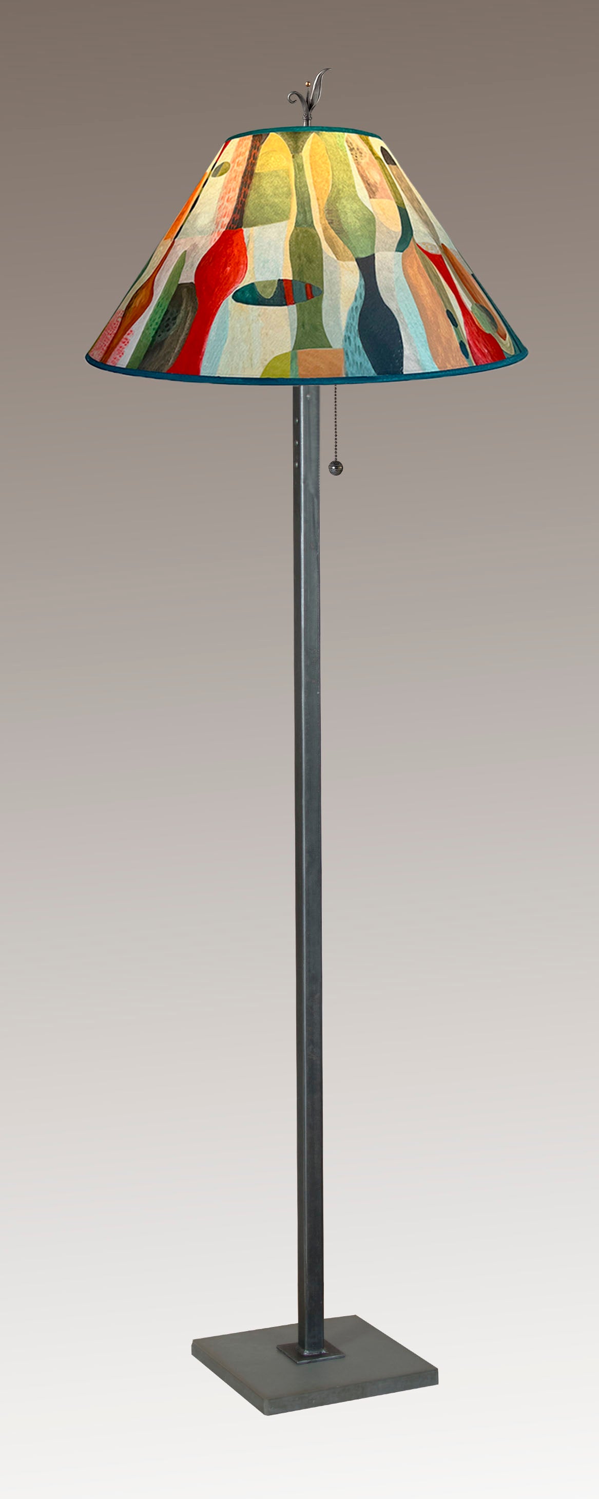 Janna Ugone & Co Floor Lamp Steel Floor Lamp with Large Conical Shade in Riviera in Poppy