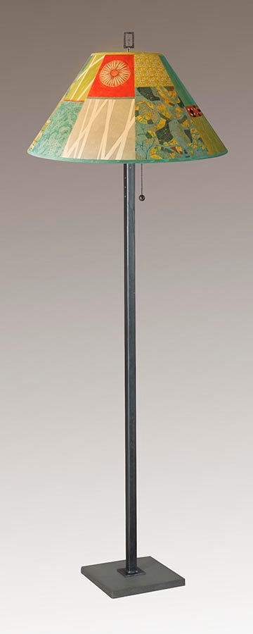Janna Ugone & Co Floor Lamp Steel Floor Lamp with Large Conical Shade in Zest