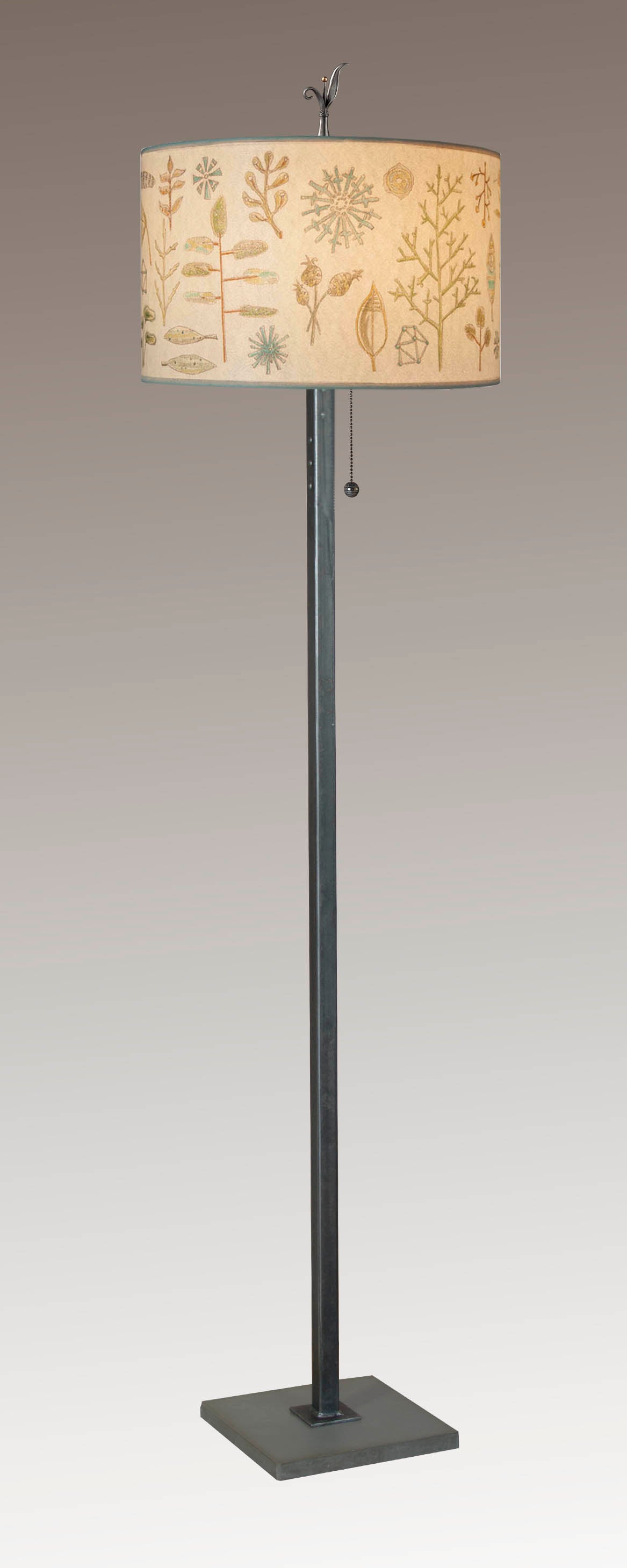 Janna Ugone & Co Floor Lamp Steel Floor Lamp with Large Drum Shade in Field Chart