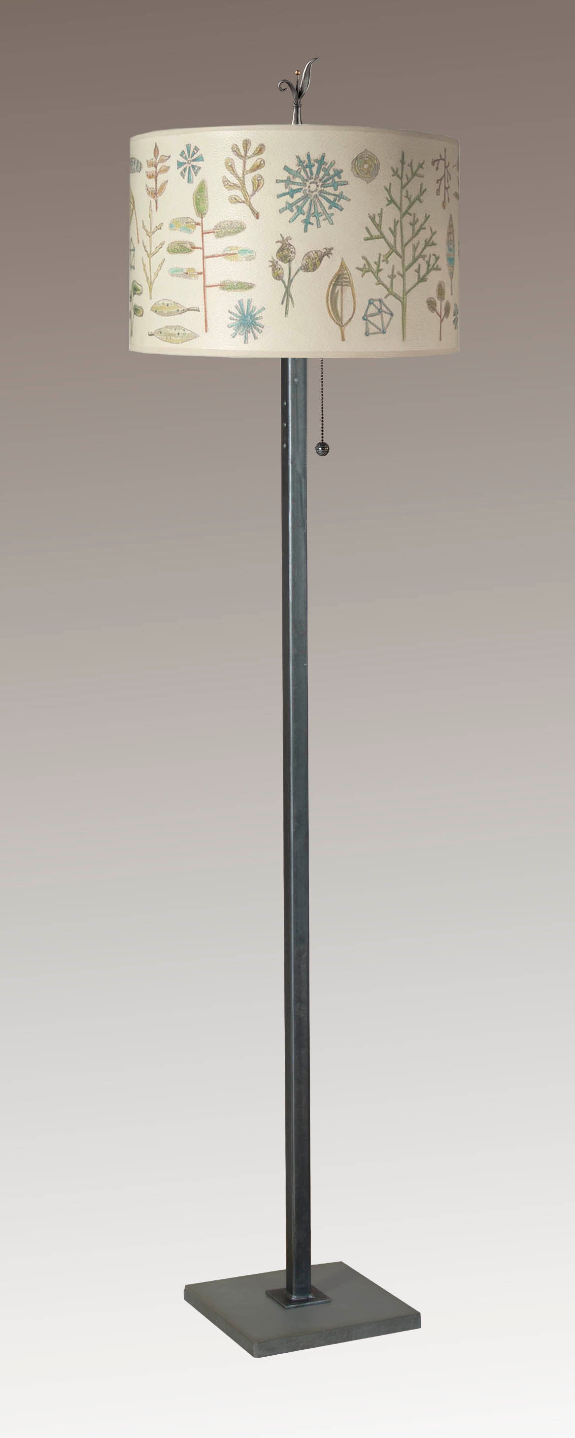 Janna Ugone & Co Floor Lamp Steel Floor Lamp with Large Drum Shade in Field Chart