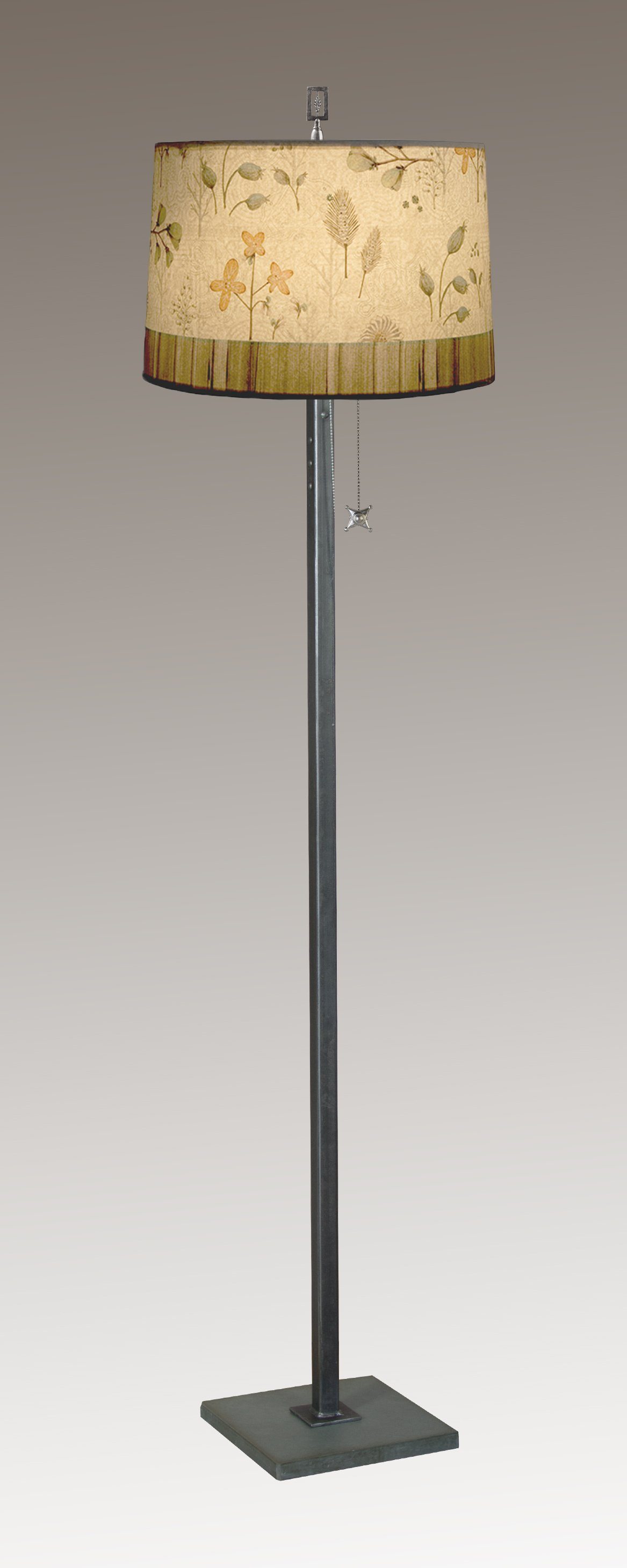 Janna Ugone & Co Floor Lamps Steel Floor Lamp with Large Drum Shade in Flora & Maze